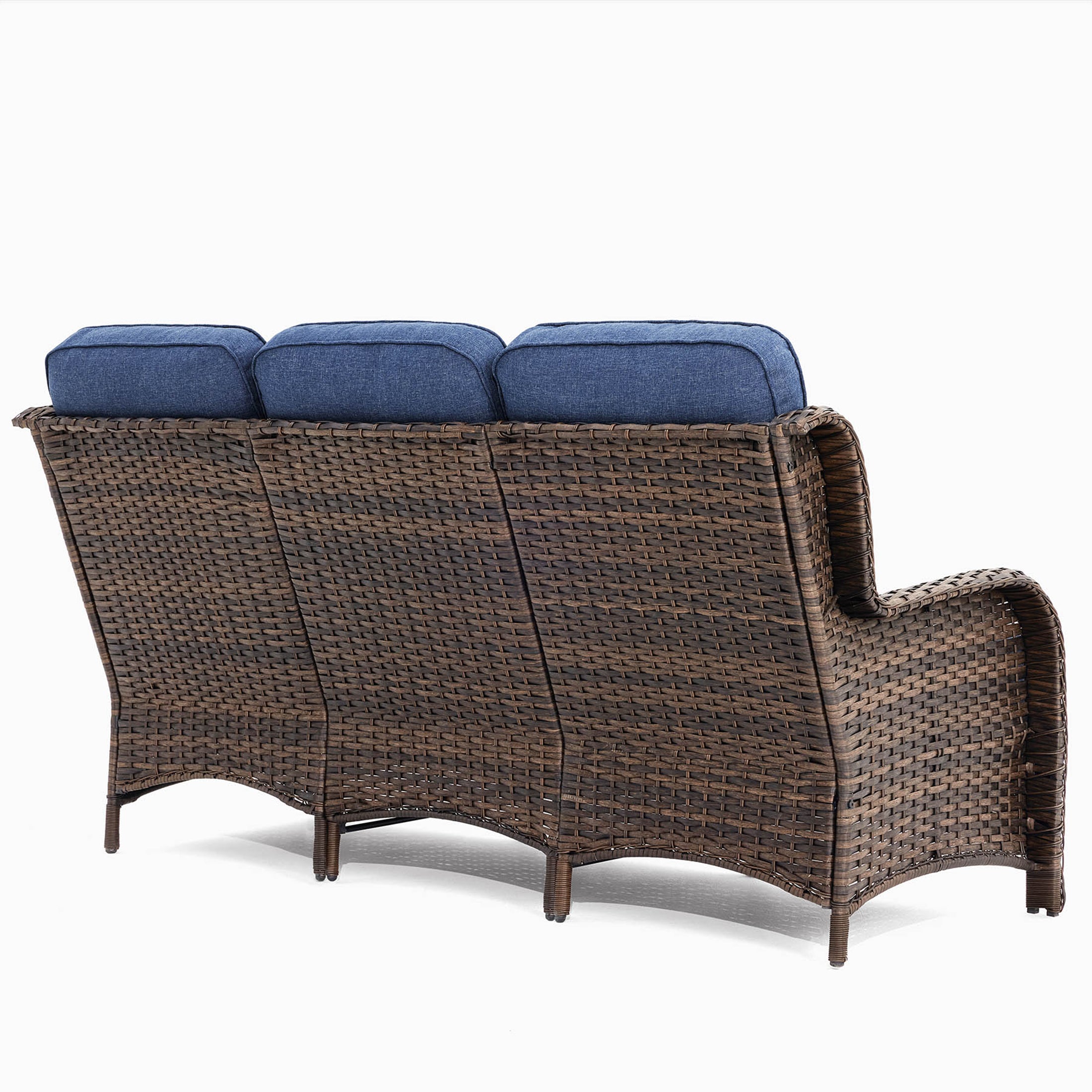 Hawthorne Patio Rattan Sand 3 Seater Sofa With High Back Design & 6-Inch Cushions