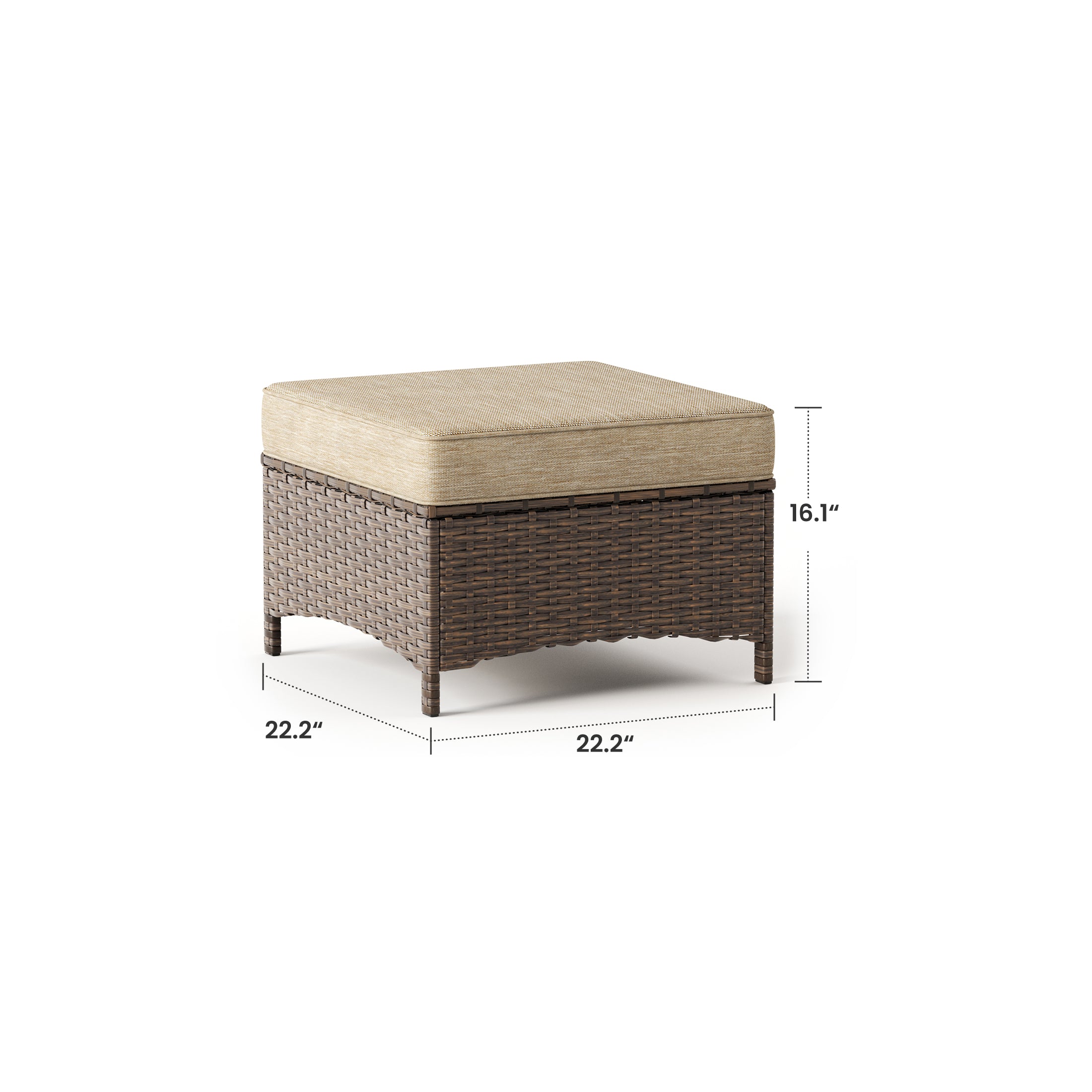 Hawthorne 2 Pack Multifunctional Outdoor Wicker Ottomans for Sofa and Chairs