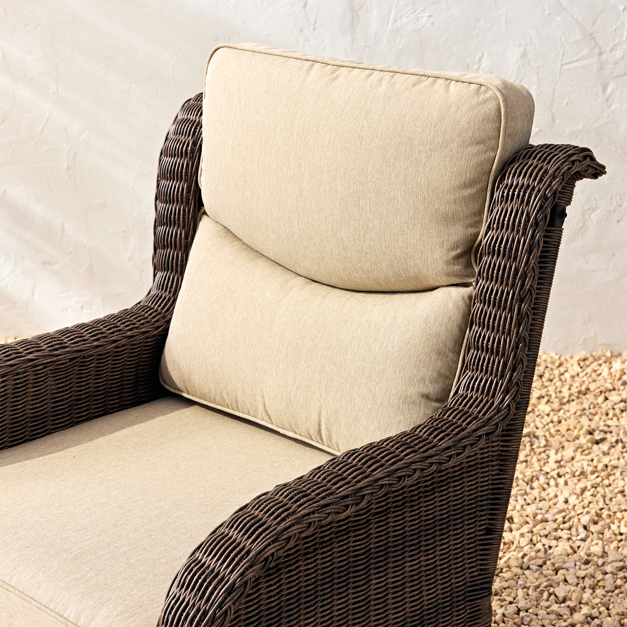 Ardenelle Luxury 3 Piece Patio Wicker Conversation Set With Side Table And Covers