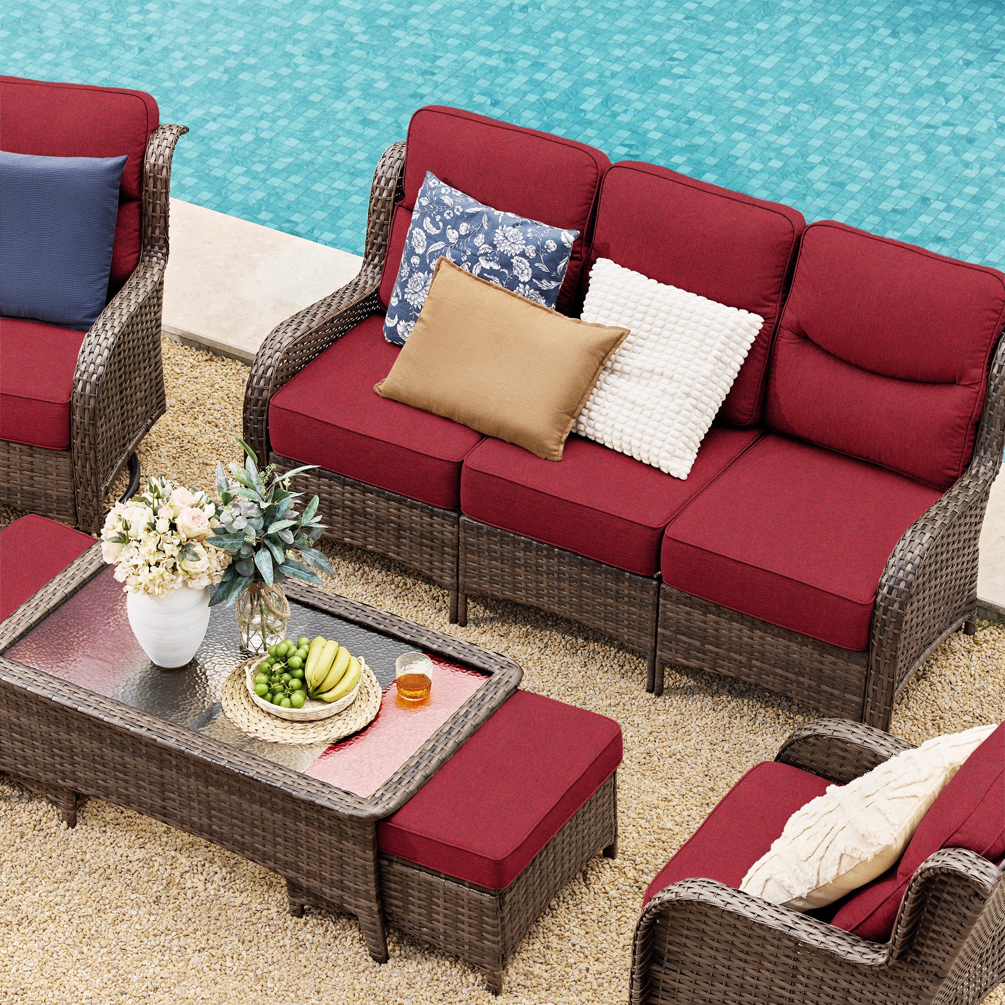【Quick Assembly Collection】Patio Wicker 3-Min Sofa Furniture Set With Removable Black Covers