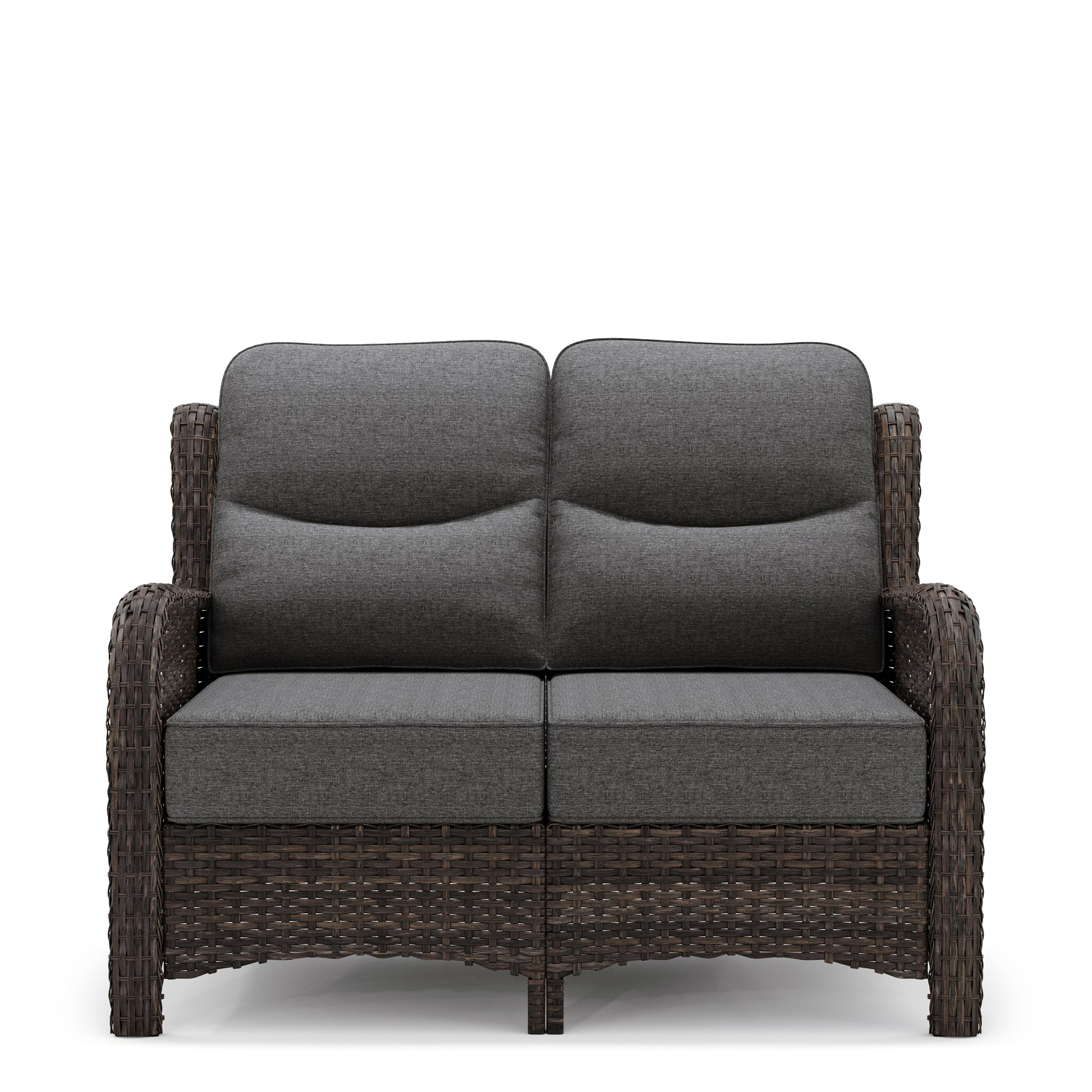 Hawthorne Patio Rattan 2 Seater Loveseat With High Back Design & 6-Inch Cushions