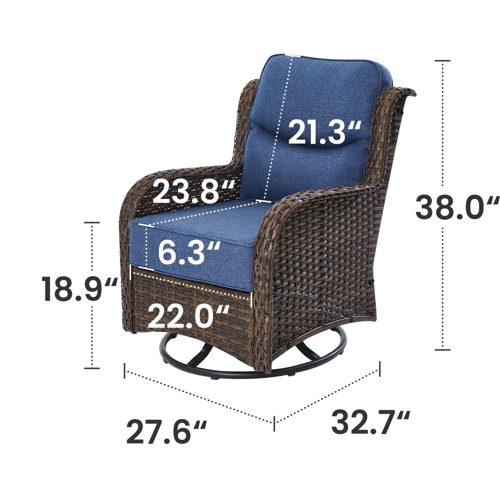 Hawthorne 360° Swivel Outdoor Wicker Gliding Chair With 6-Inch Cushion & Sturdy Base