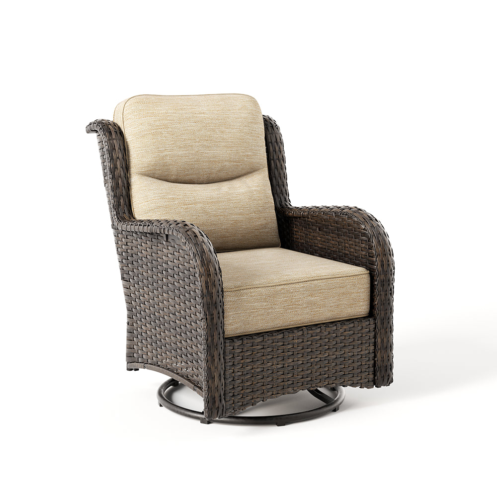 Hawthorne 360° Swivel Outdoor Wicker Gliding Chair With 6-Inch Cushion & Sturdy Base