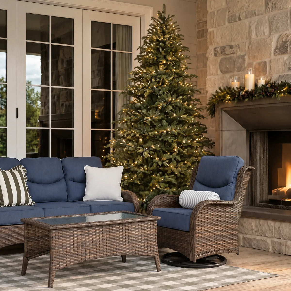 7.5 ft Pre-Lit Classic Noble Fir Christmas Tree Colored LED