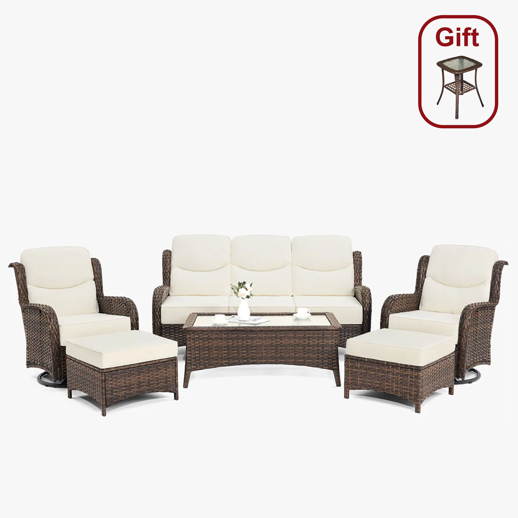 Hawthorne 6 Pieces Outdoor Wicker Sofa Set With Ergonomic backrest Design & Comfort Cushions