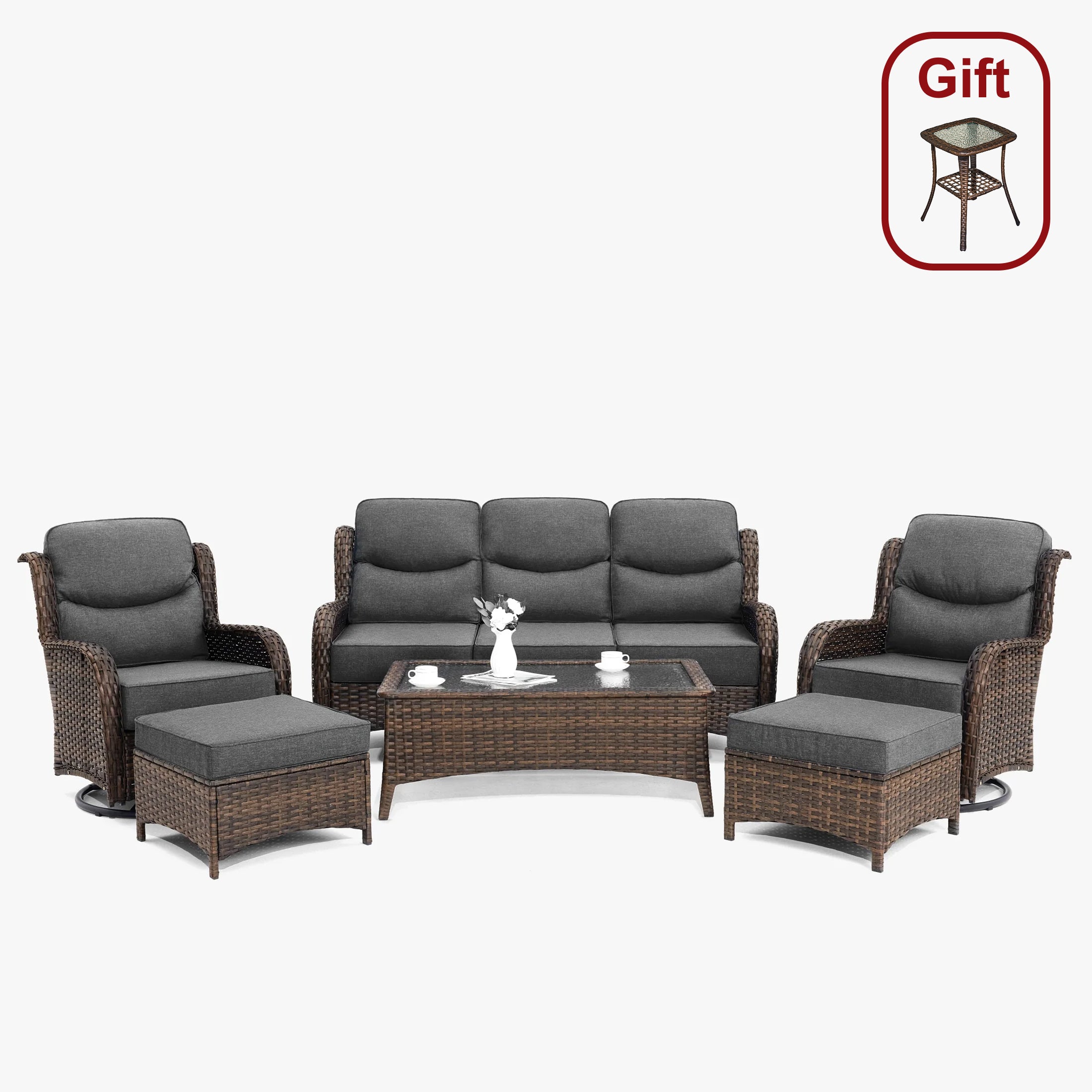 【Quick Assembly Collection】Patio Wicker 3-Min Sofa Furniture Set