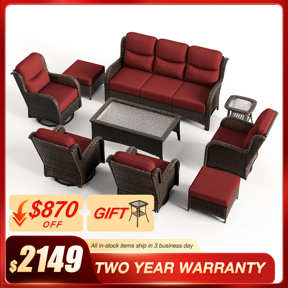 Hawthorne 9 Pieces Sofa Set With Tables