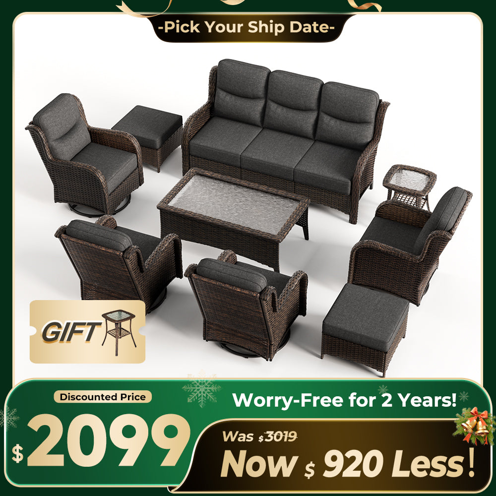 【Quick Assembly Collection】Patio Wicker 3-Min Sofa Furniture Set