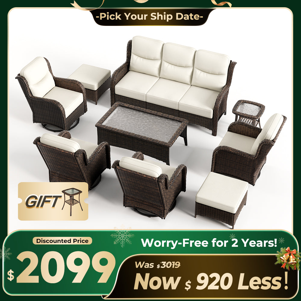 【Quick Assembly Collection】Patio Wicker 3-Min Sofa Furniture Set