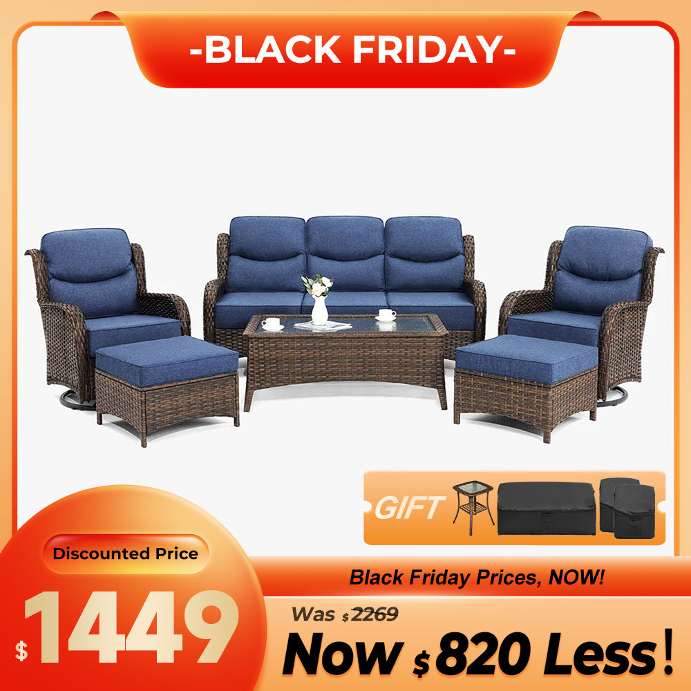 Hawthorne 9 Piece All Weather Outdoor Wicker Furniture Set With Removable Black Covers