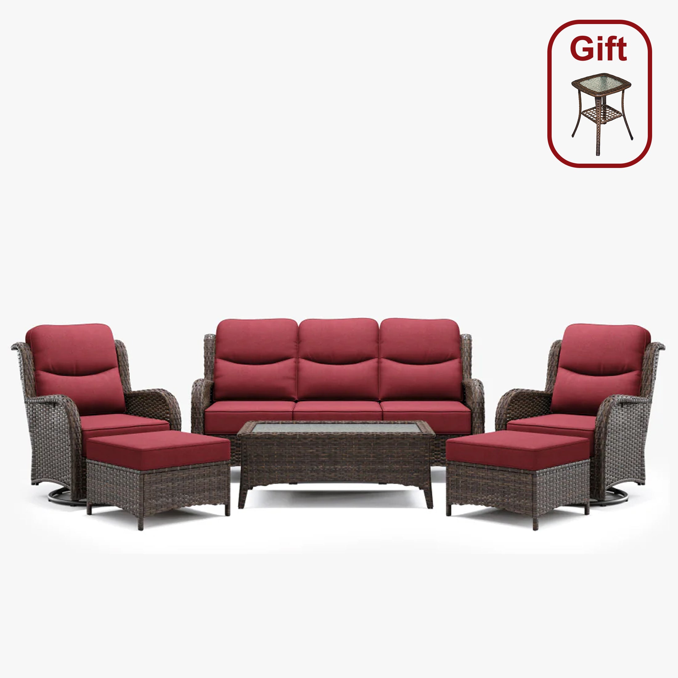 Hawthorne 6 Pieces Outdoor Wicker Sofa Set With Ergonomic backrest Design & Comfort Cushions