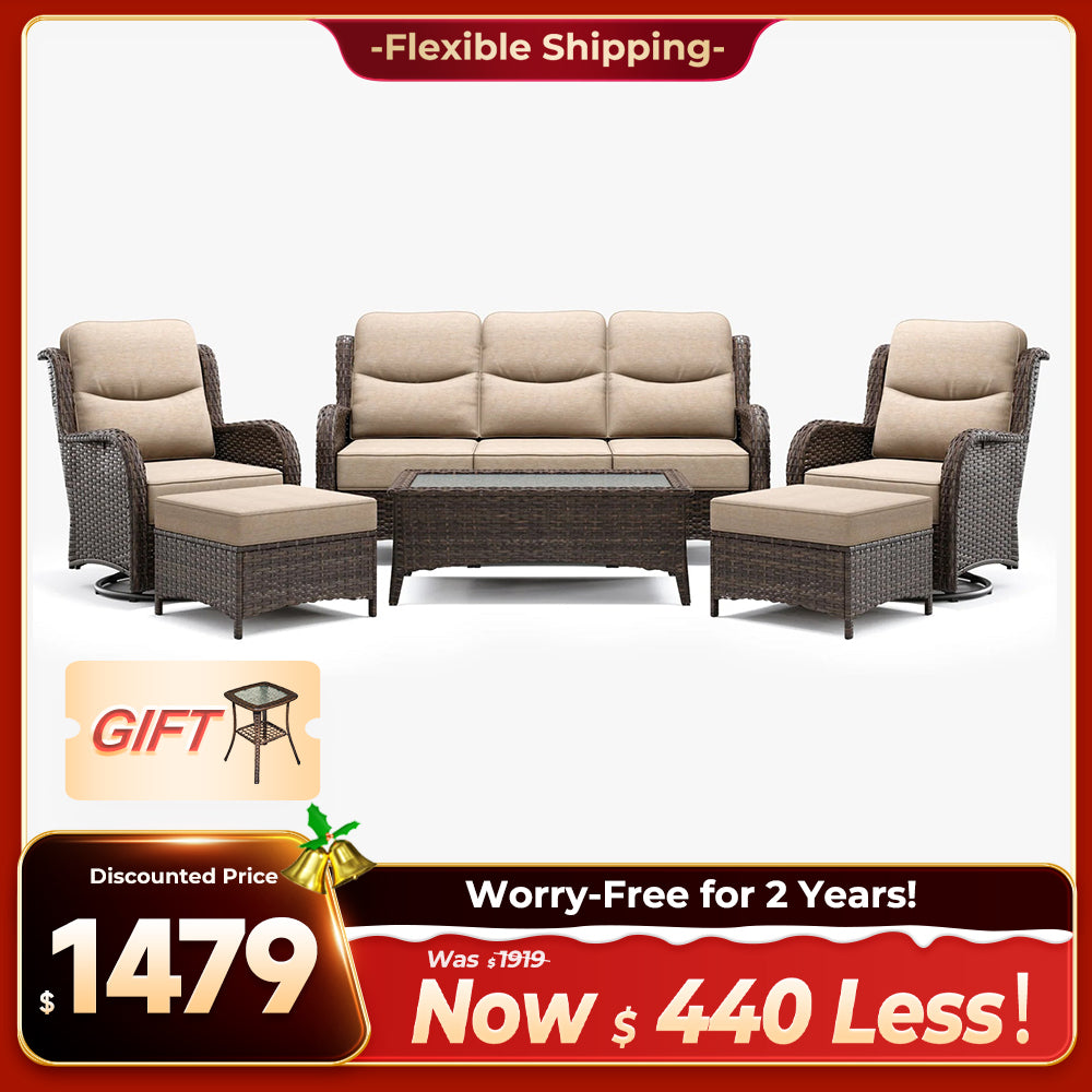 【Quick Assembly Collection】Patio Wicker 3-Min Sofa Furniture Set