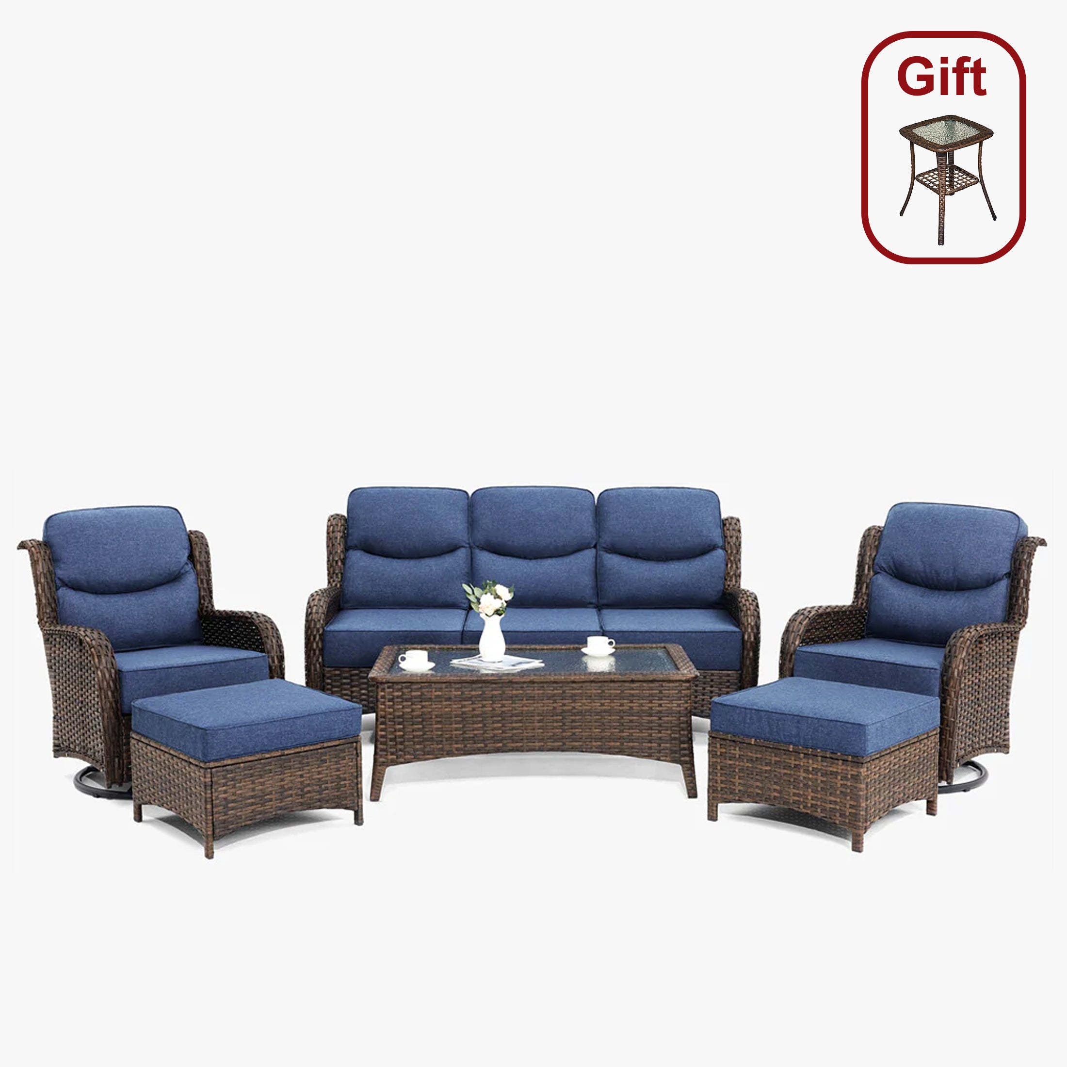 Hawthorne 6 Pieces Outdoor Wicker Sofa Set With Ergonomic backrest Design & Comfort Cushions