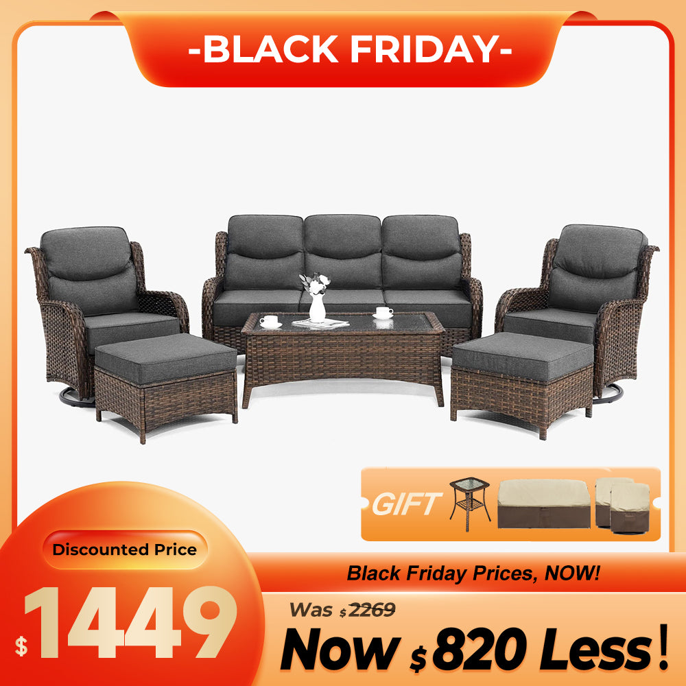 Hawthorne 9 Piece All Weather Outdoor Wicker Furniture Set With Removable khaki Covers