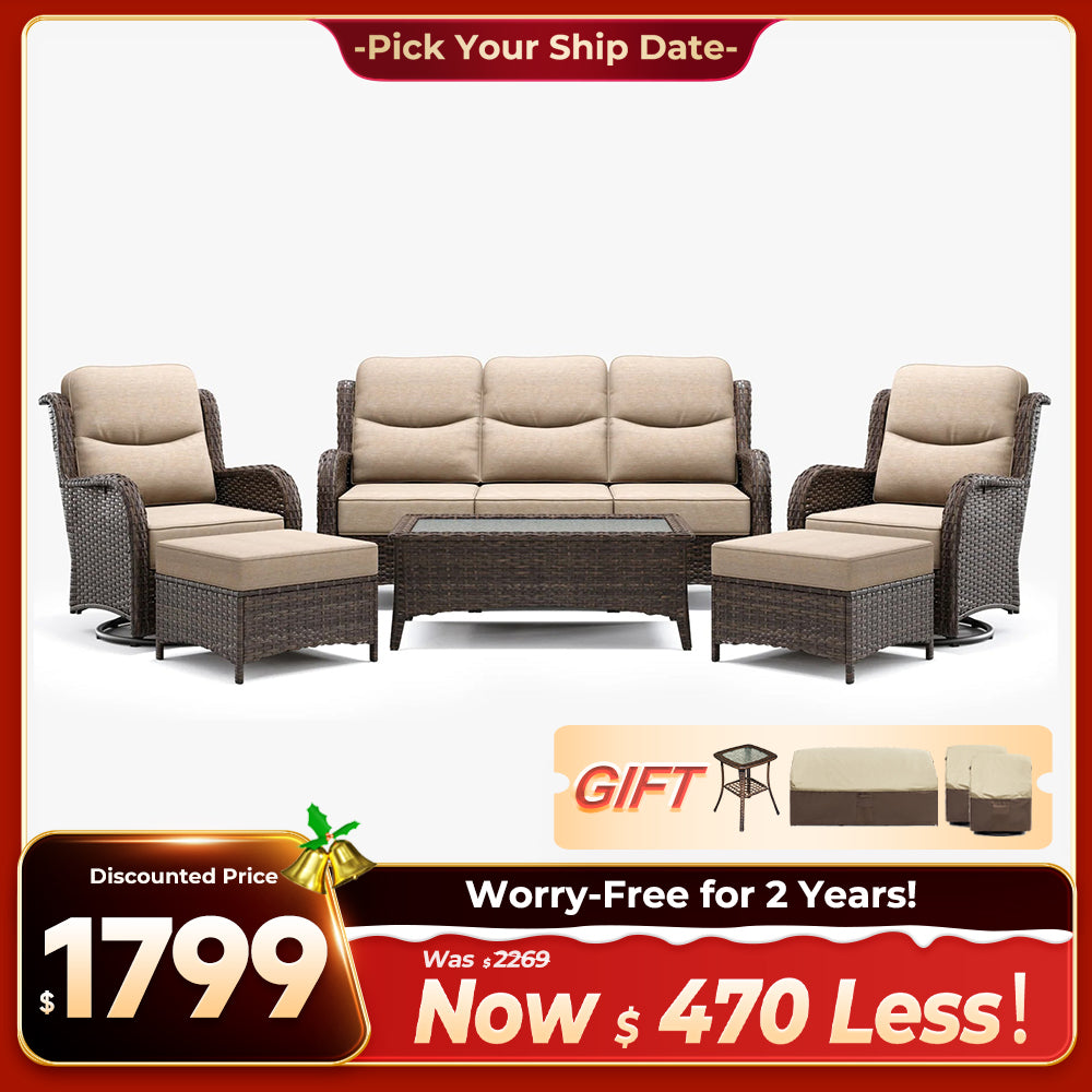 Hawthorne 9 Piece All Weather Outdoor Wicker Furniture Set With Removable khaki Covers