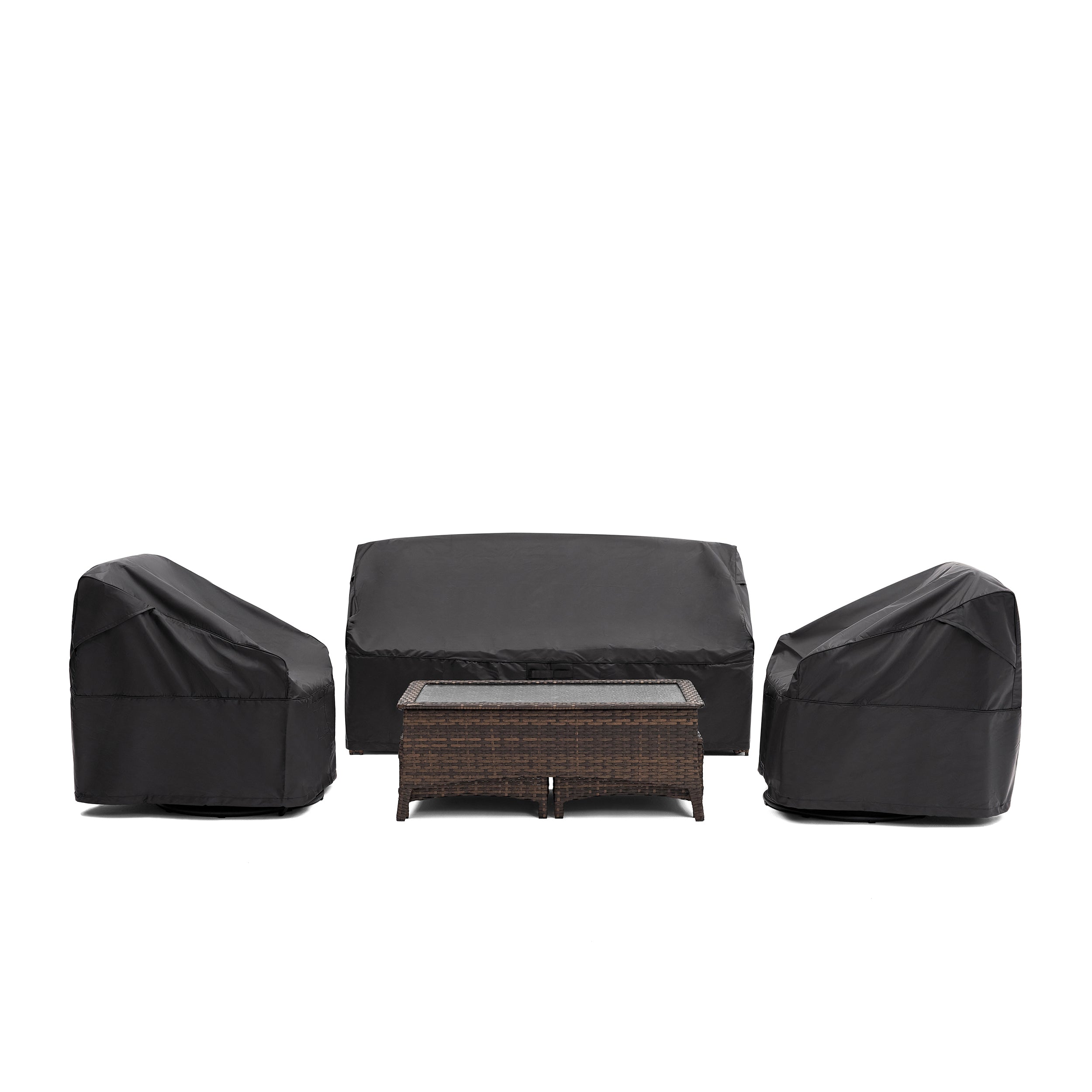 Hawthorne 9 Piece All Weather Outdoor Wicker Furniture Set With Removable Black Covers
