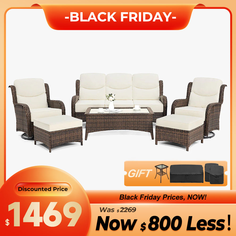 Hawthorne 9 Piece All Weather Outdoor Wicker Furniture Set With Removable Black Covers