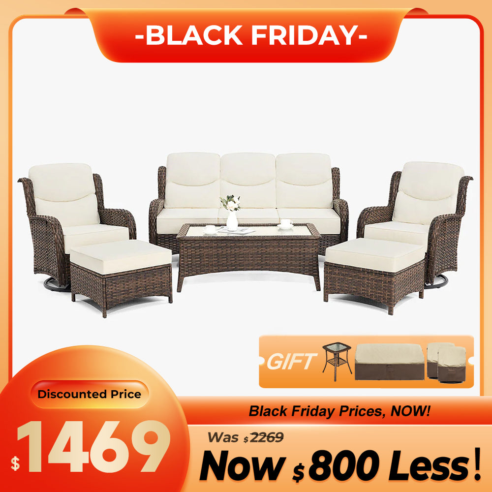 Hawthorne 9 Piece All Weather Outdoor Wicker Furniture Set With Removable khaki Covers