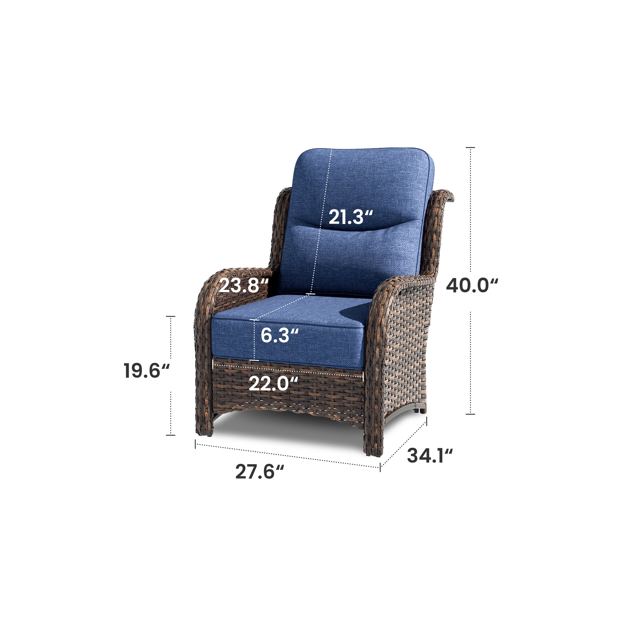 Hawthorne 2 Piece Outdoor Wicker Lounge Chairs Set With 6-Inch Cushions For Porch