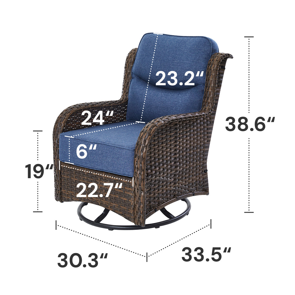 【Quick Assembly Collection】Hawthorne Swivel Glider Chair BLUE