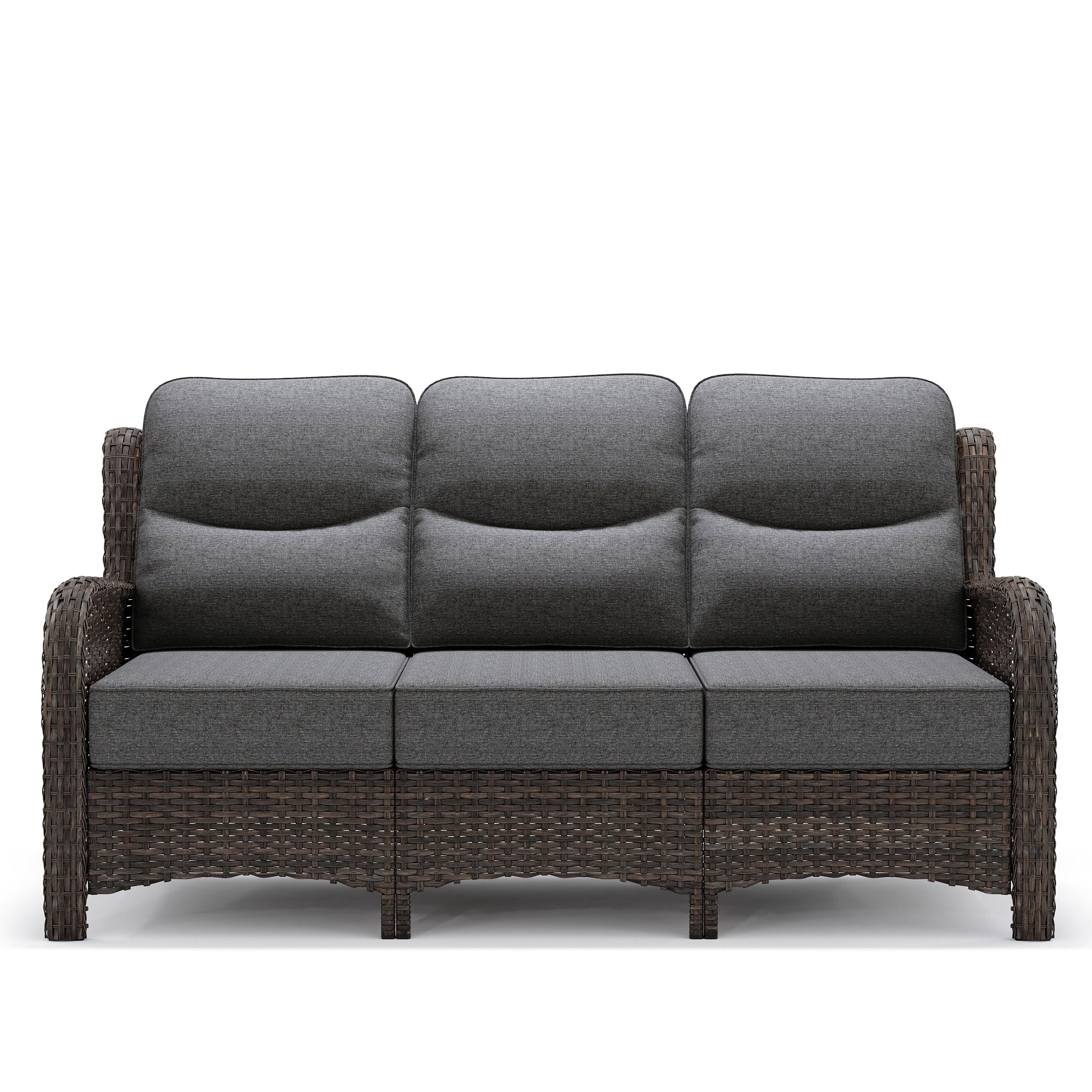 Hawthorne Patio Rattan Sand 3 Seater Sofa With High Back Design & 6-Inch Cushions