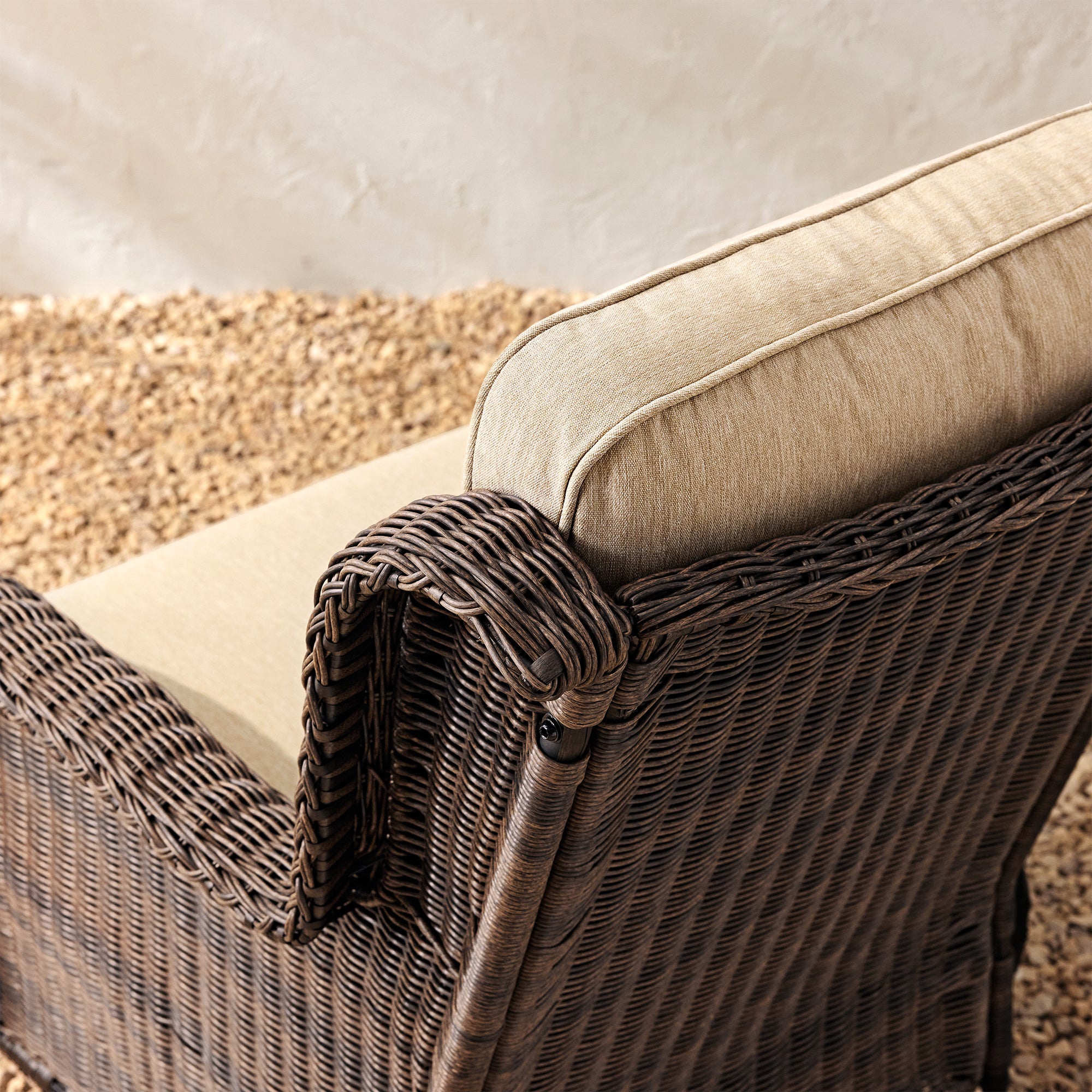 Ardenelle Luxury 3 Piece Patio Wicker Conversation Set With Side Table And Covers