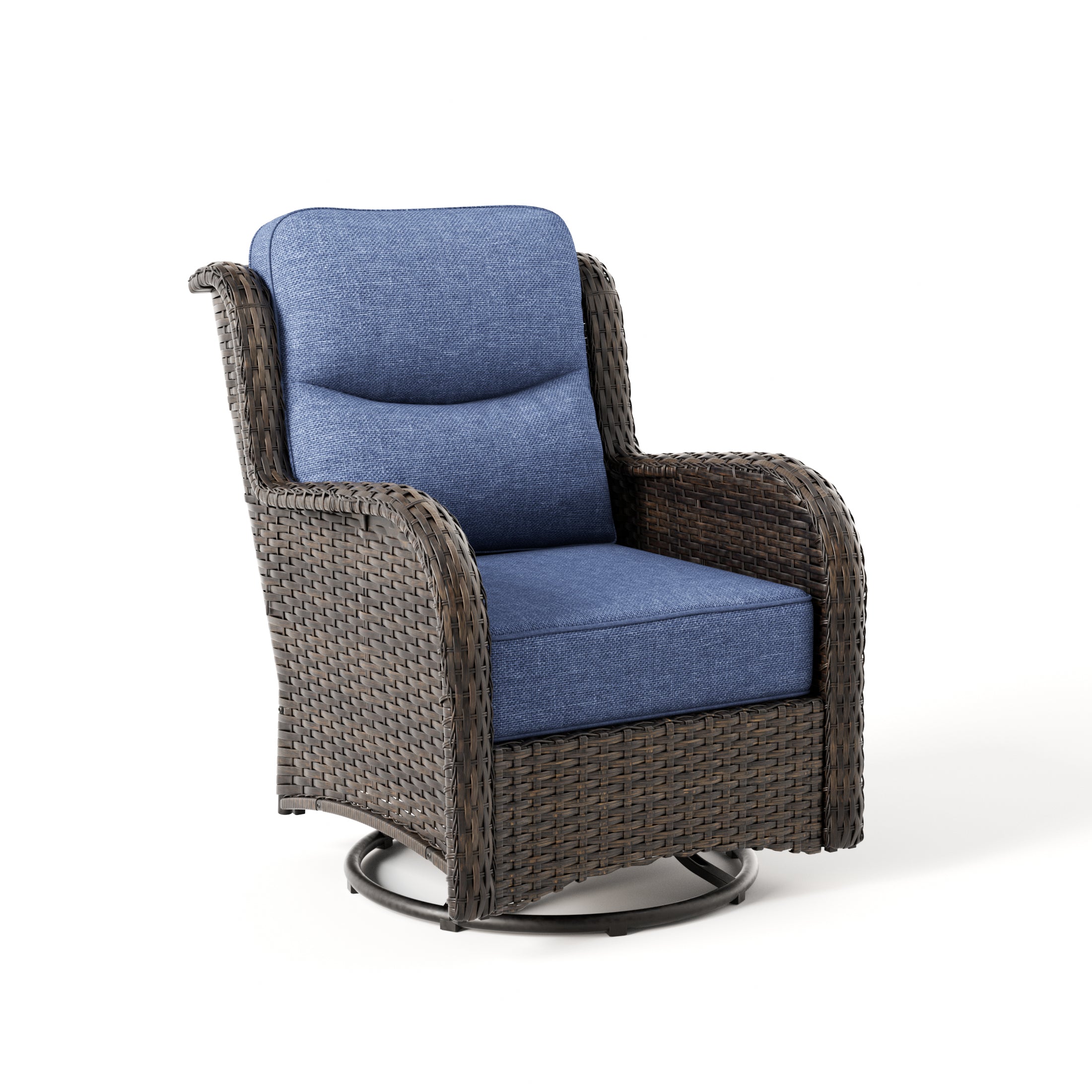 Hawthorne 360° Swivel Outdoor Wicker Gliding Chair With 6-Inch Cushion & Sturdy Base