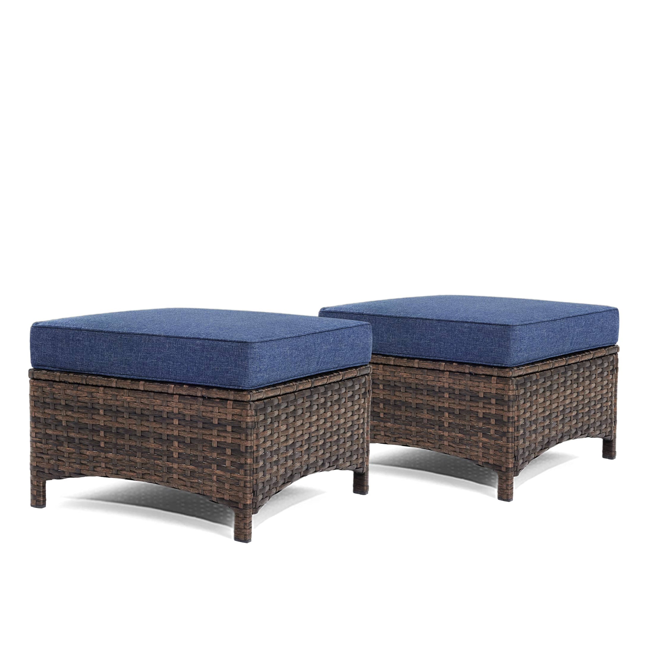 Hawthorne 2 Pack Multifunctional Outdoor Wicker Ottomans for Sofa and Chairs