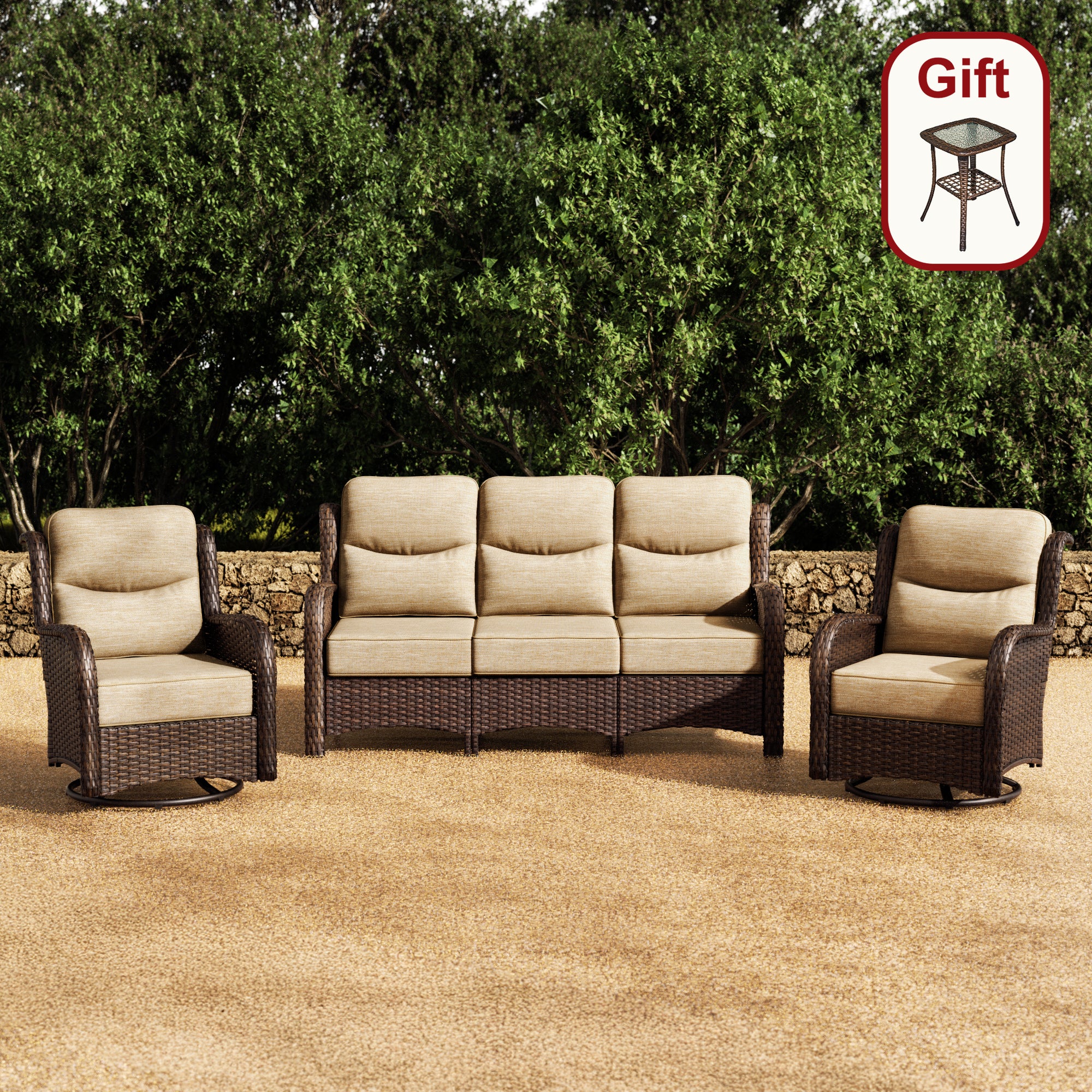 Hawthorne 5 Seater Patio Rattan Sofa Set with Swivel Chairs
