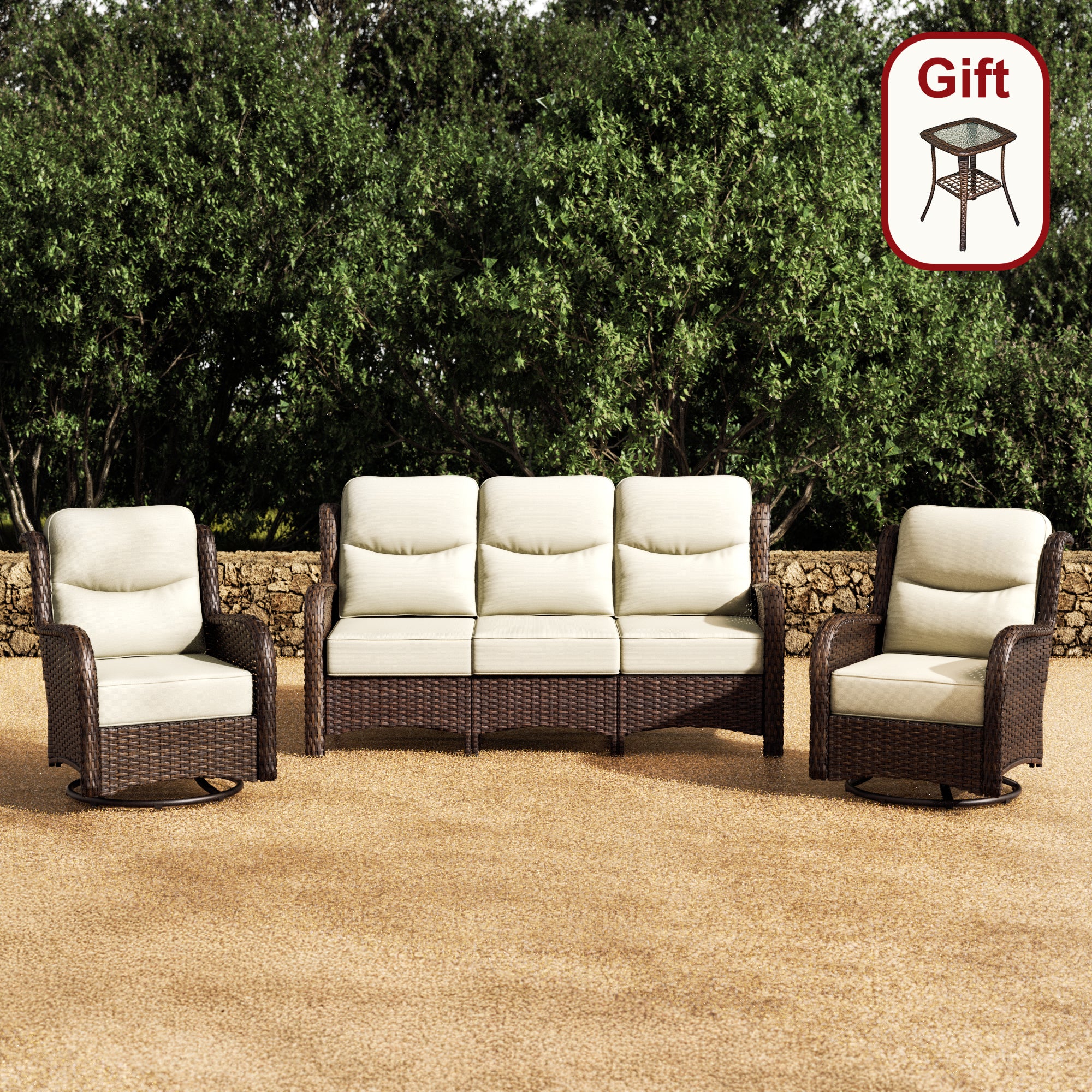 Hawthorne 5 Seater Patio Rattan Sofa Set with Swivel Chairs