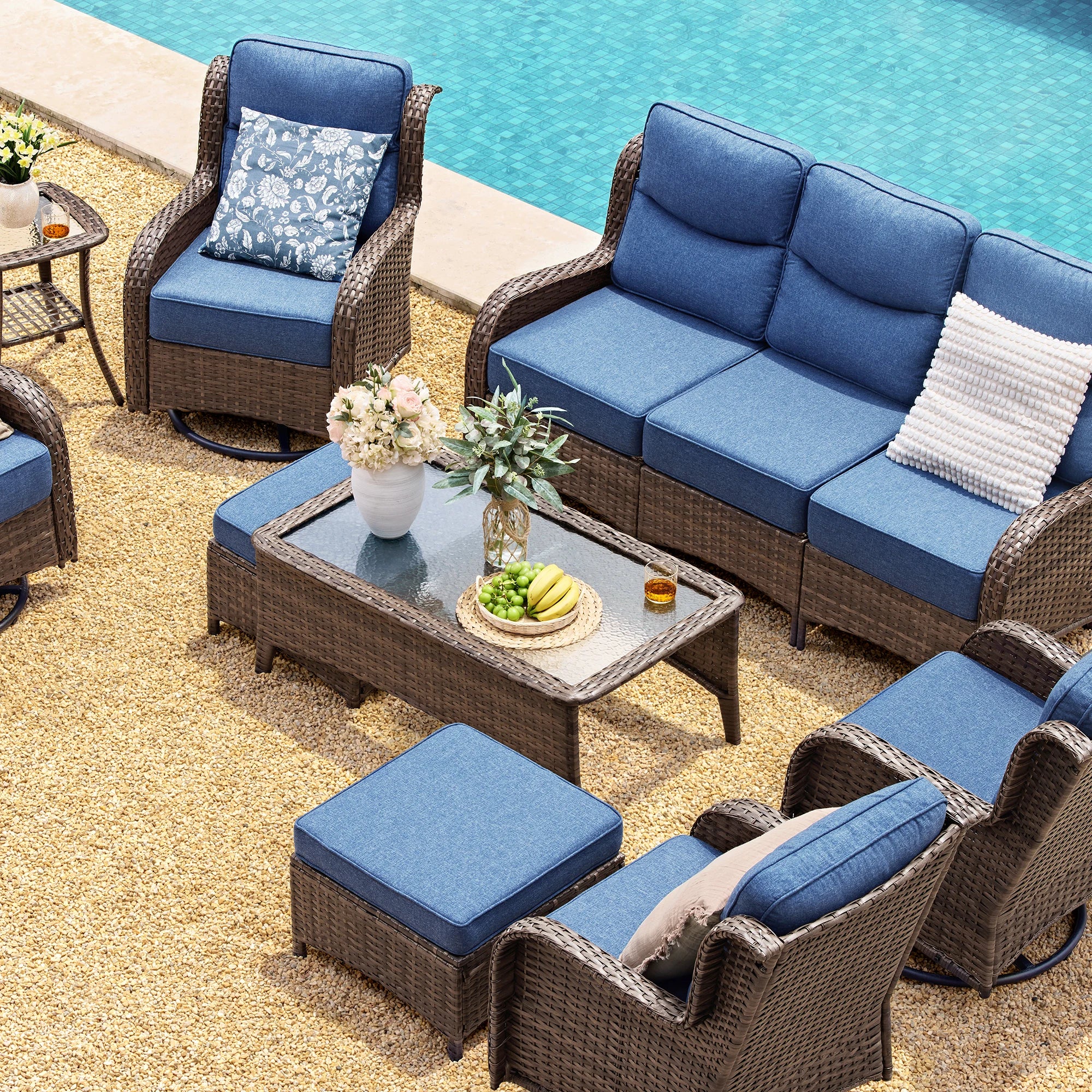 【Extra $300 OFF | CODE: BF300】Hawthorne 9 Pieces All Weather Outdoor Wicker Sofa Set with Tables and Cushions for Backyard