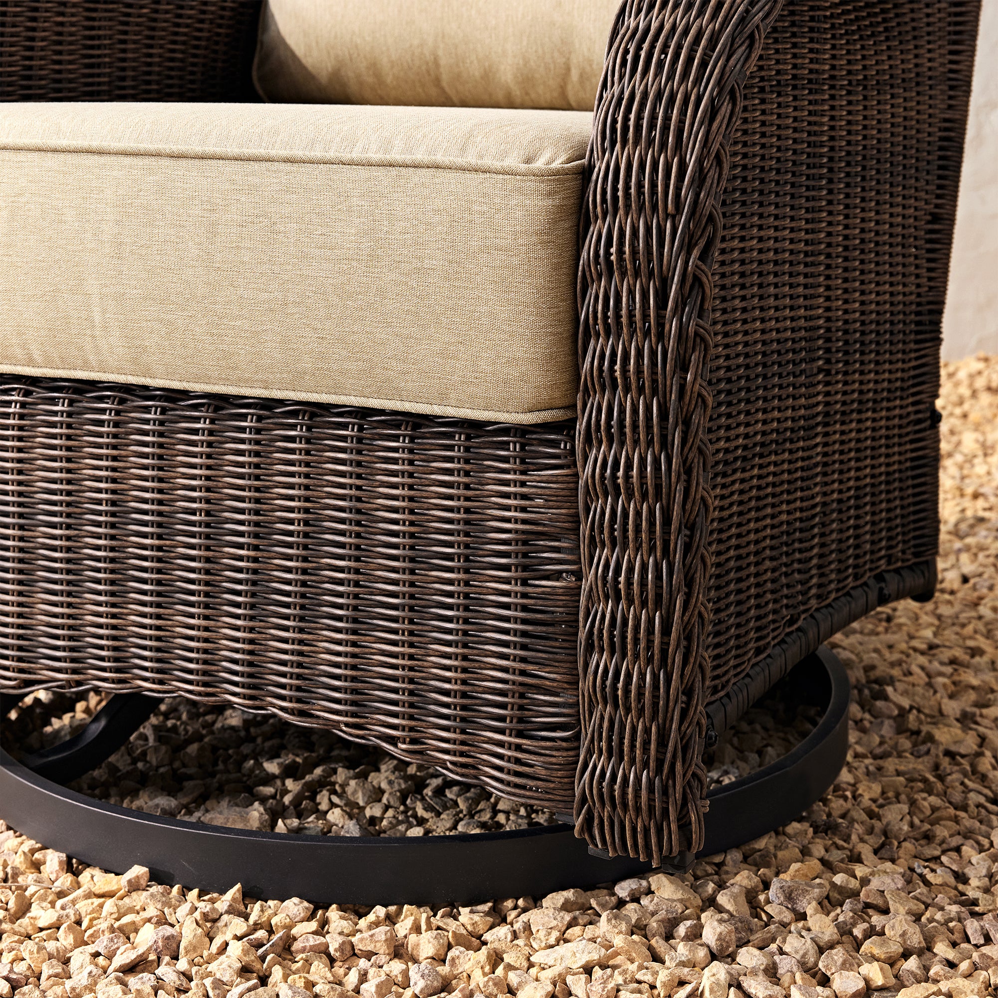 Ardenelle Luxury 3 Piece Patio Wicker Conversation Set With Side Table And Covers