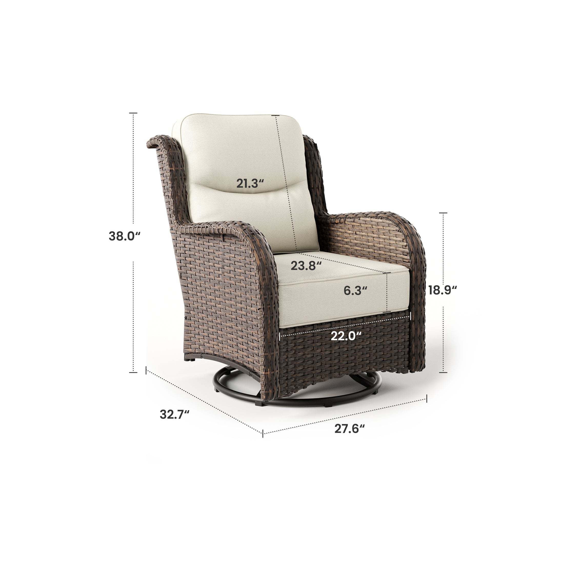 Hawthorne 360° Swivel Outdoor Wicker Gliding Chair With 6-Inch Cushion & Sturdy Base