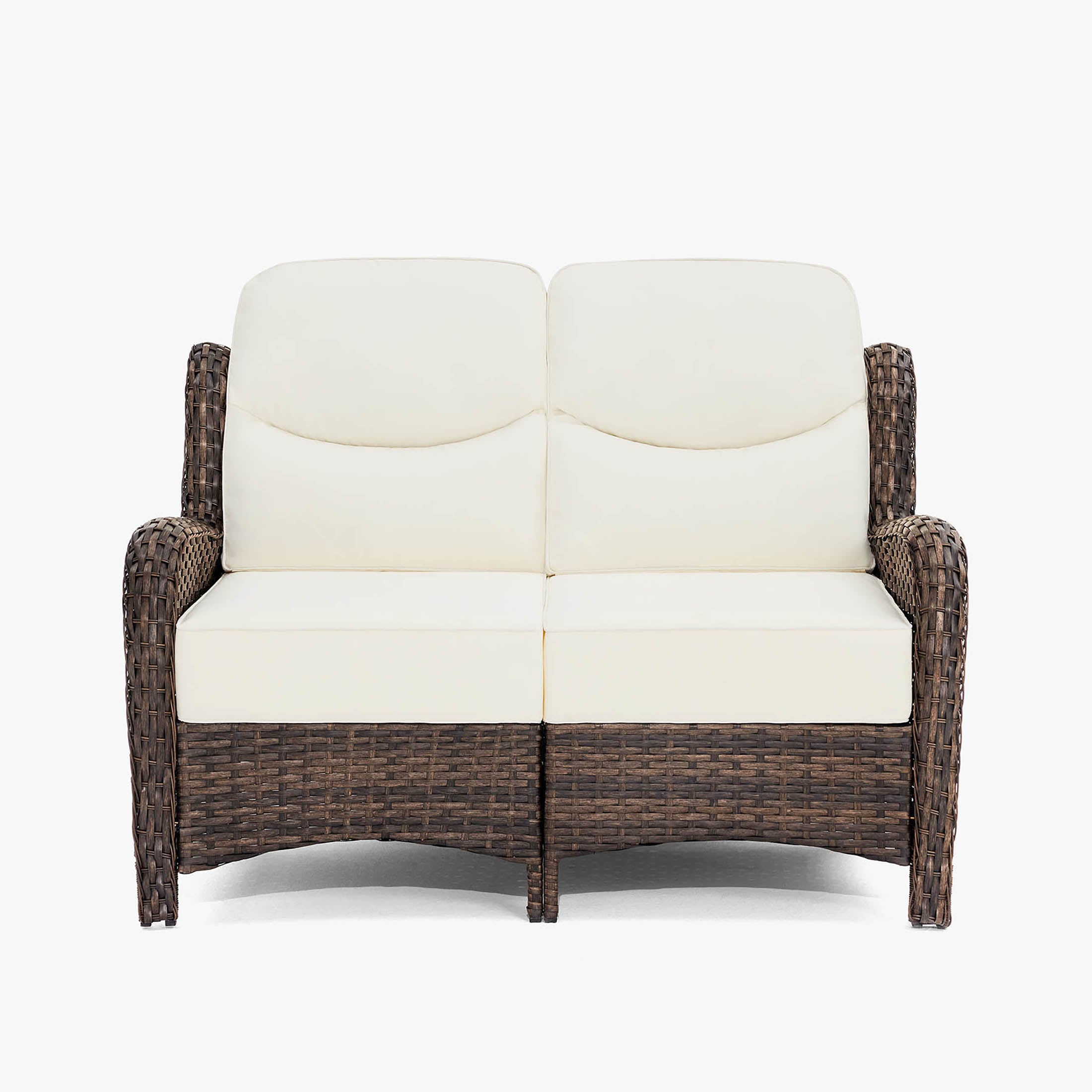 Hawthorne Patio Rattan 2 Seater Loveseat With High Back Design & 6-Inch Cushions
