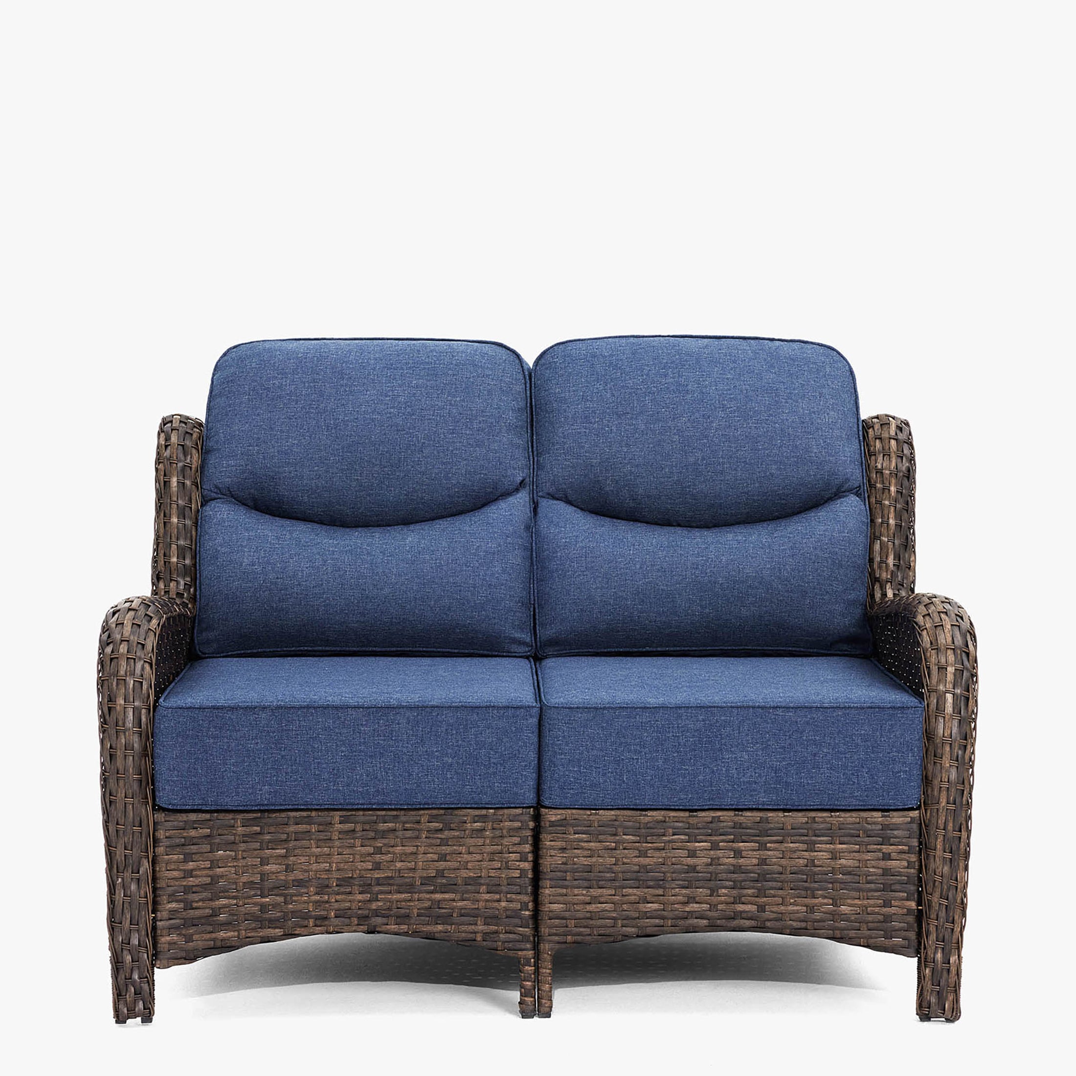 Hawthorne Patio Rattan 2 Seater Loveseat With High Back Design & 6-Inch Cushions