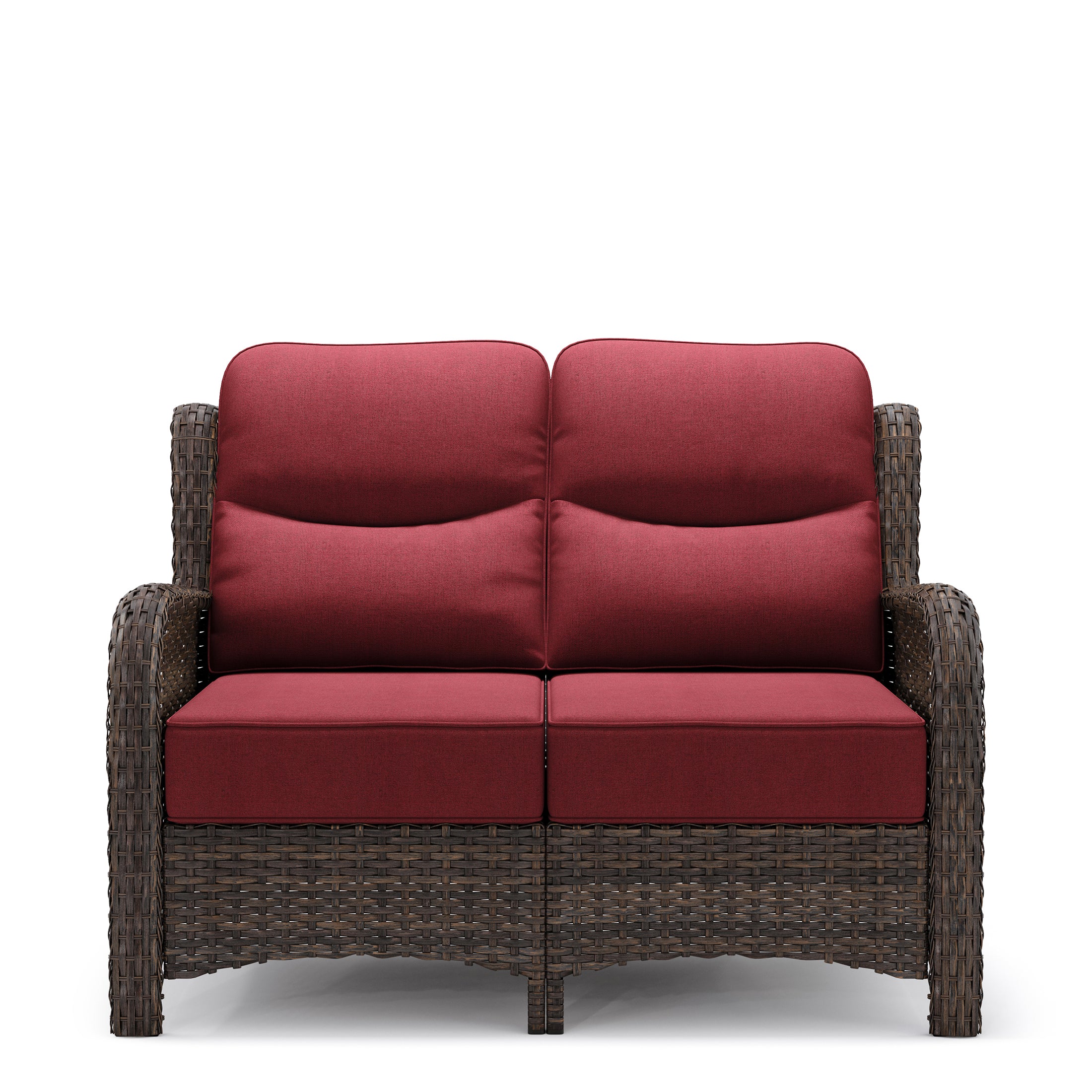 Hawthorne Patio Rattan 2 Seater Loveseat With High Back Design & 6-Inch Cushions