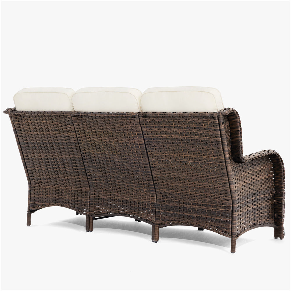 Hawthorne Patio Rattan 3 Seater Sofa With High Back Design & 6-Inch Cushions
