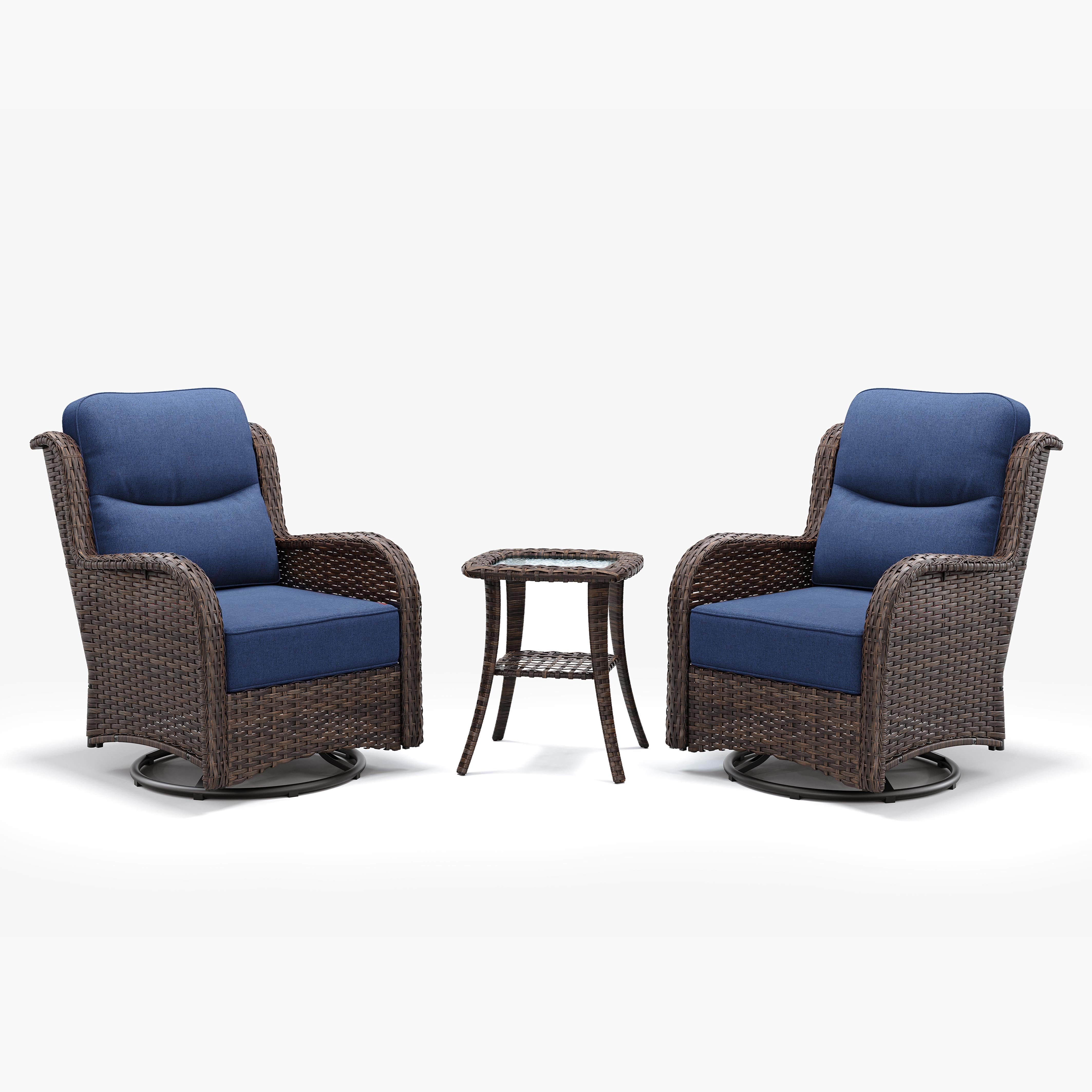Swivel Glider Chairs Conversation Set  Blue