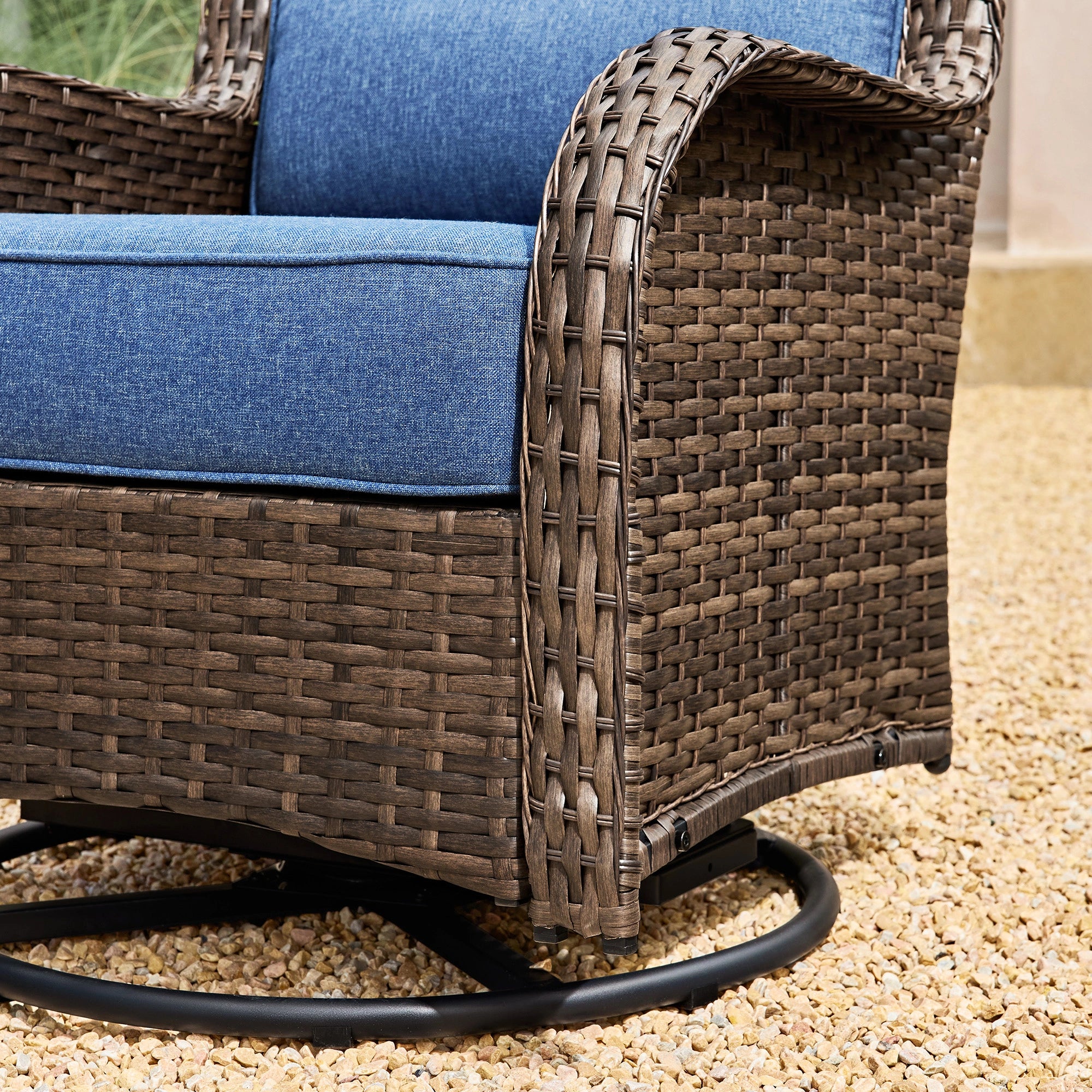 【Quick Assembly Collection】Outdoor Wicker 3-Min Sofa BLUE