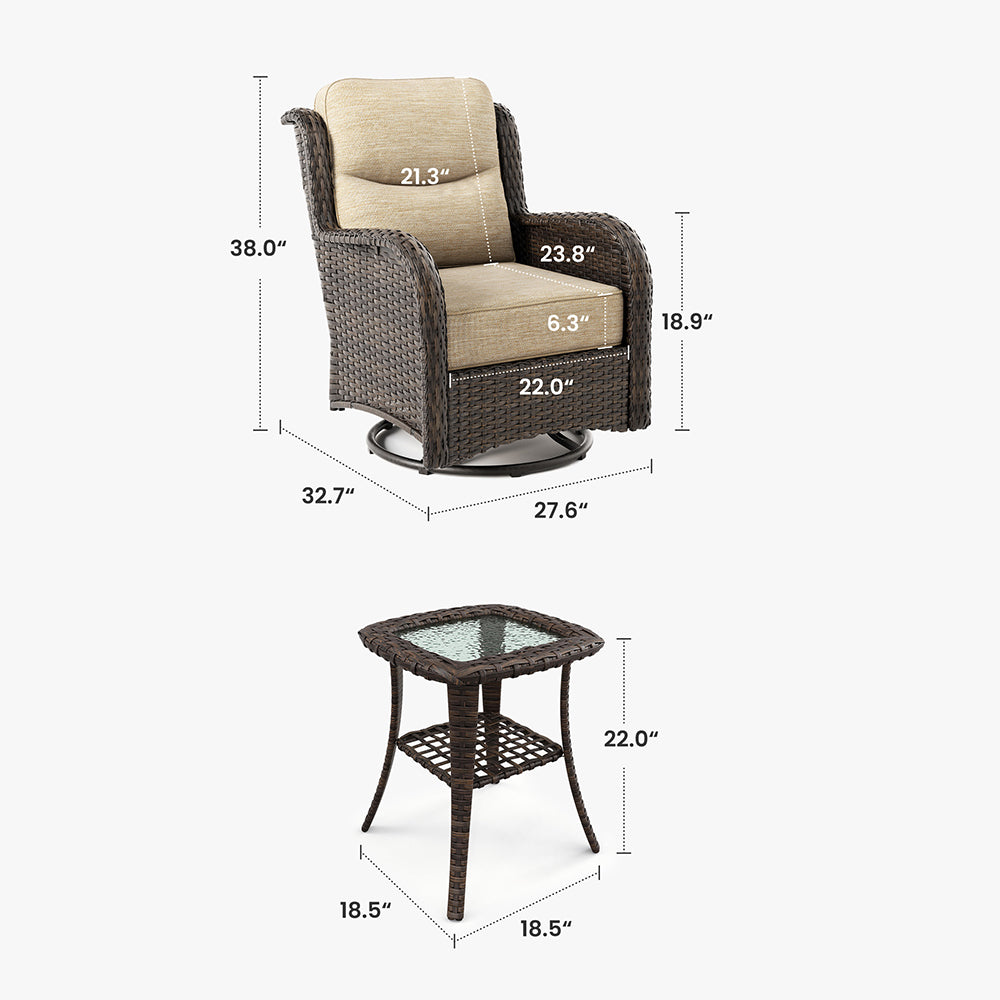 Hawthorne 6 Piece Patio Rattan Deck Conversation Set With Side Tables