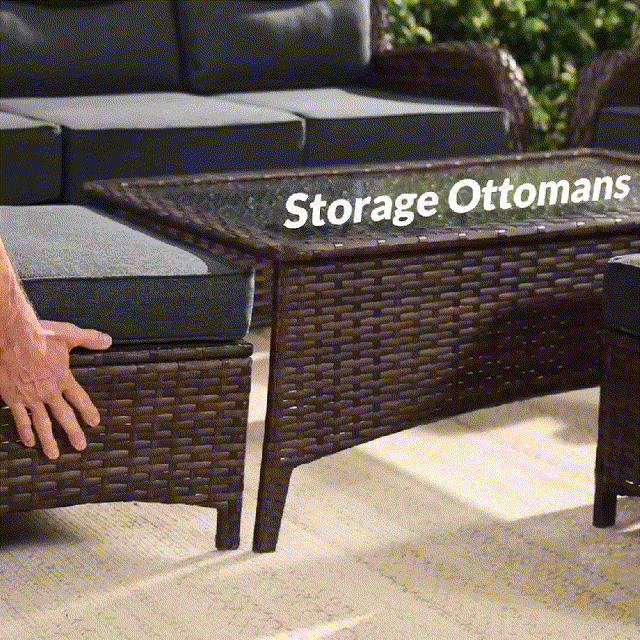 【Extra $300 OFF | CODE: BF300】Hawthorne 7 Piece Patio Wicker Furniture Set With 3 Seater Sofa And Loveseat