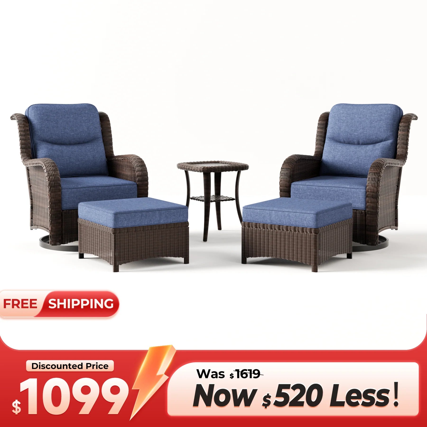 Ardenelle Conversation Set With Ottomans