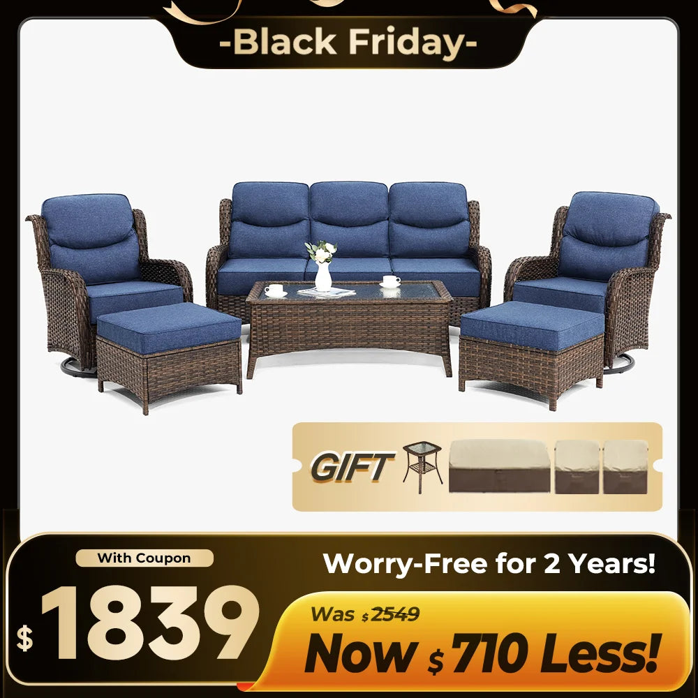 Hawthorne 9 Piece All Weather Outdoor Wicker Furniture Set With Removable khaki Covers
