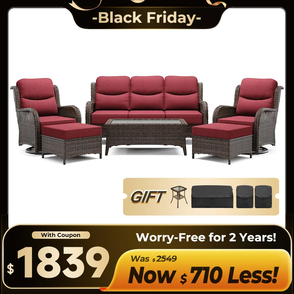 Hawthorne 9 Piece All Weather Outdoor Wicker Furniture Set With Removable Black Covers