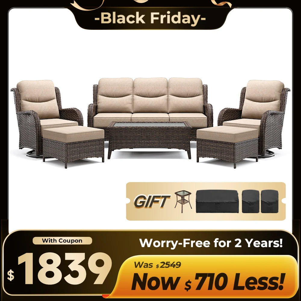 Hawthorne 9 Piece All Weather Outdoor Wicker Furniture Set With Removable Black Covers
