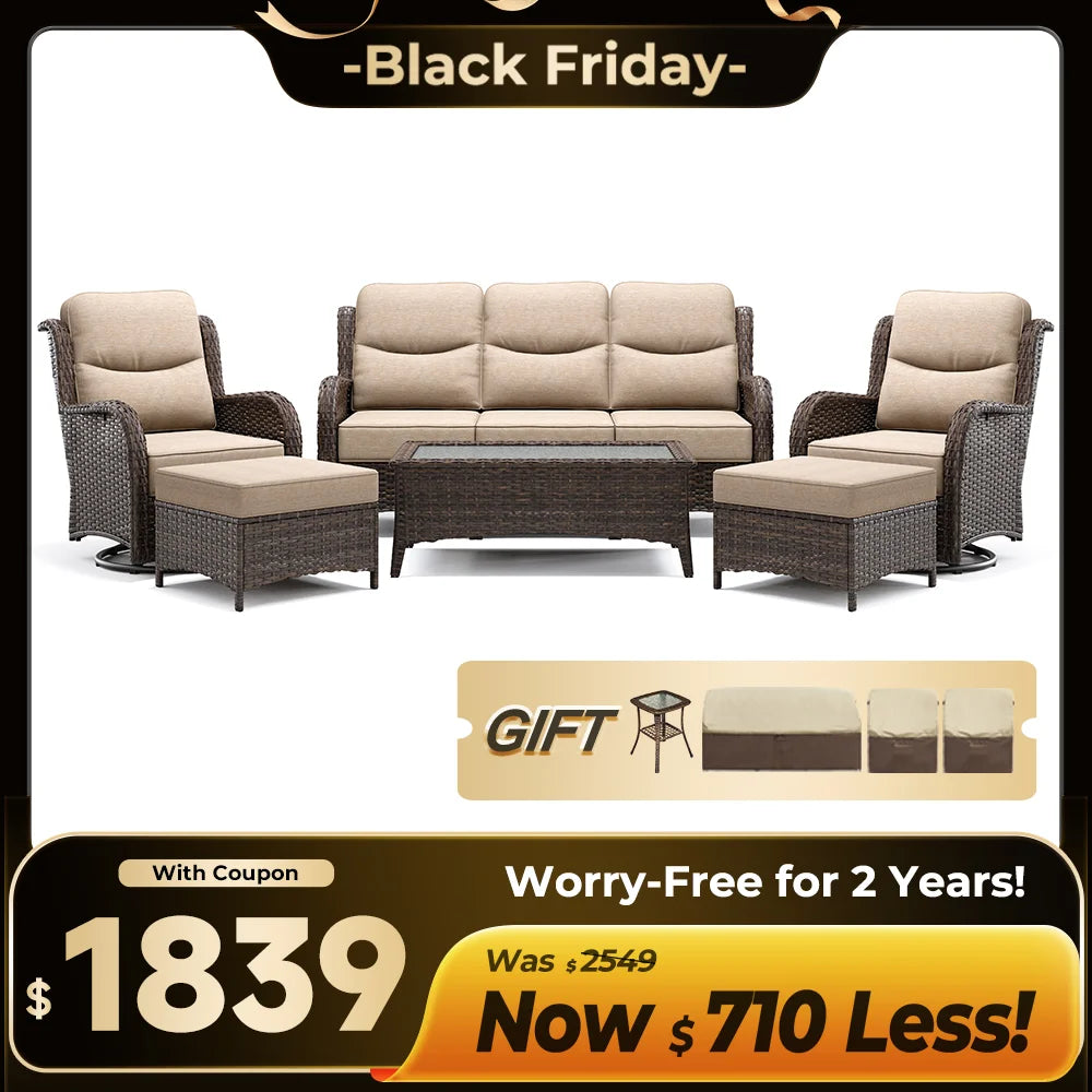 Hawthorne 9 Piece All Weather Outdoor Wicker Furniture Set With Removable khaki Covers