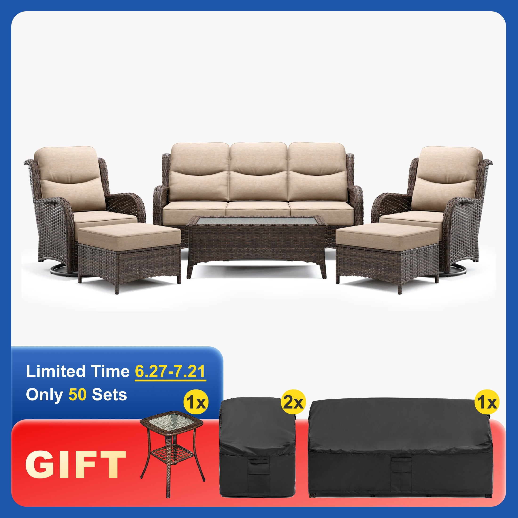 Hawthorne 6 Pieces Sofa Set With Black Covers