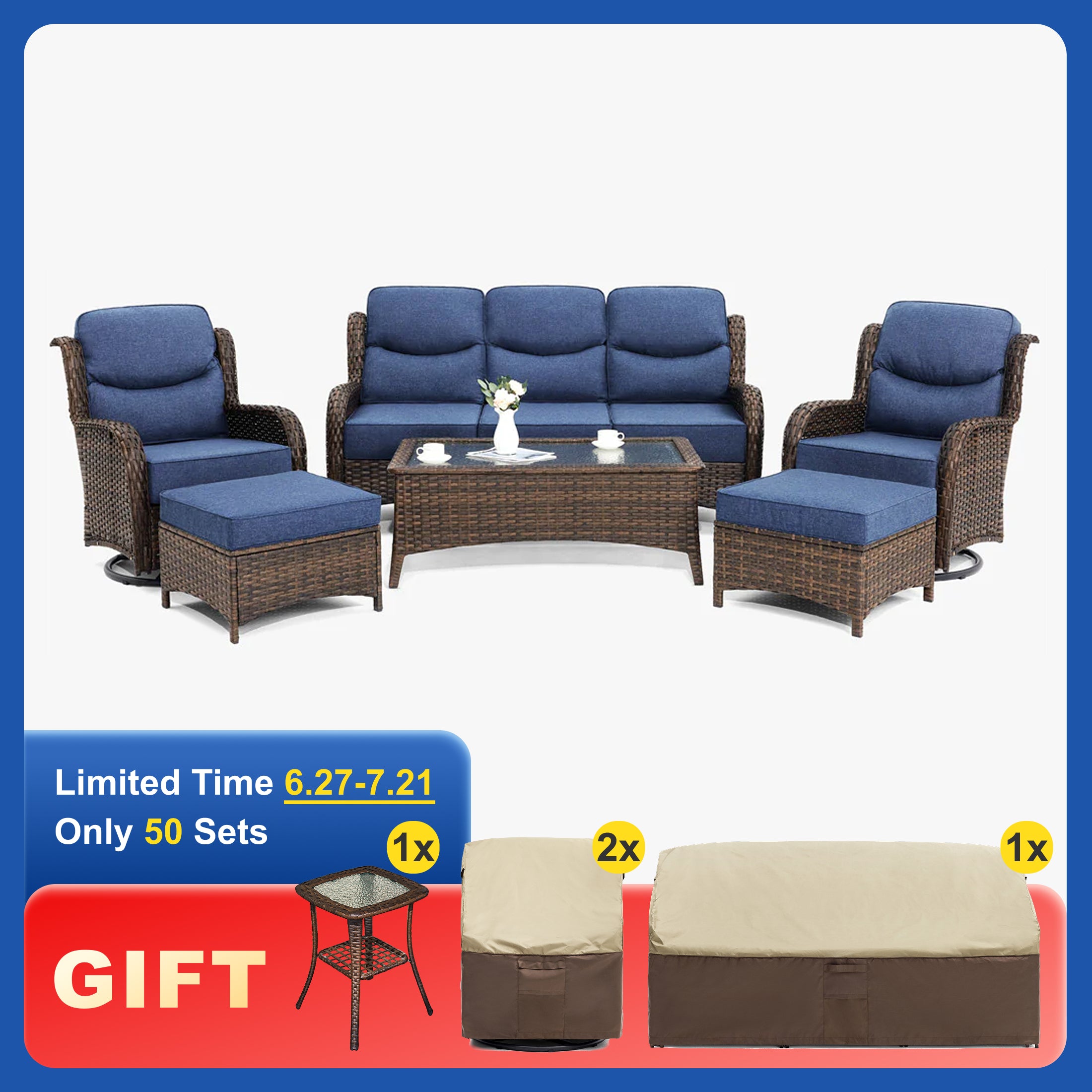 Hawthorne 6 Pieces Sofa Set With Khaki Covers