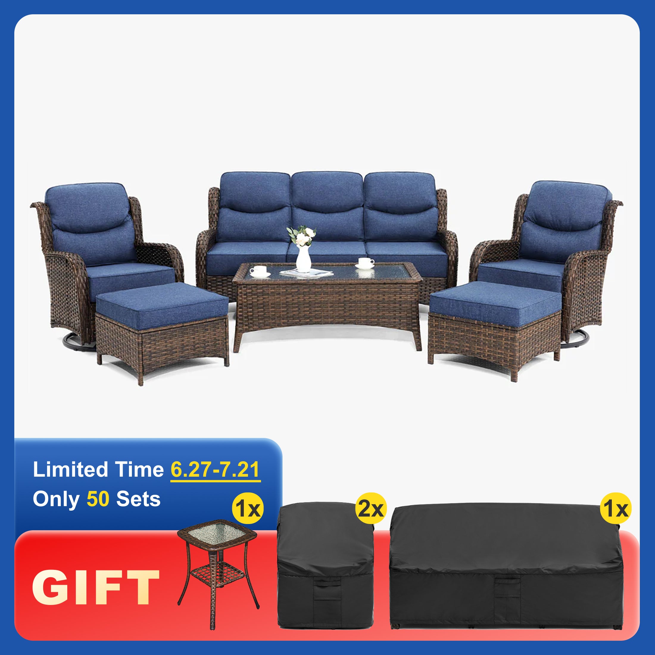 Hawthorne 6 Pieces Sofa Set With Black Covers