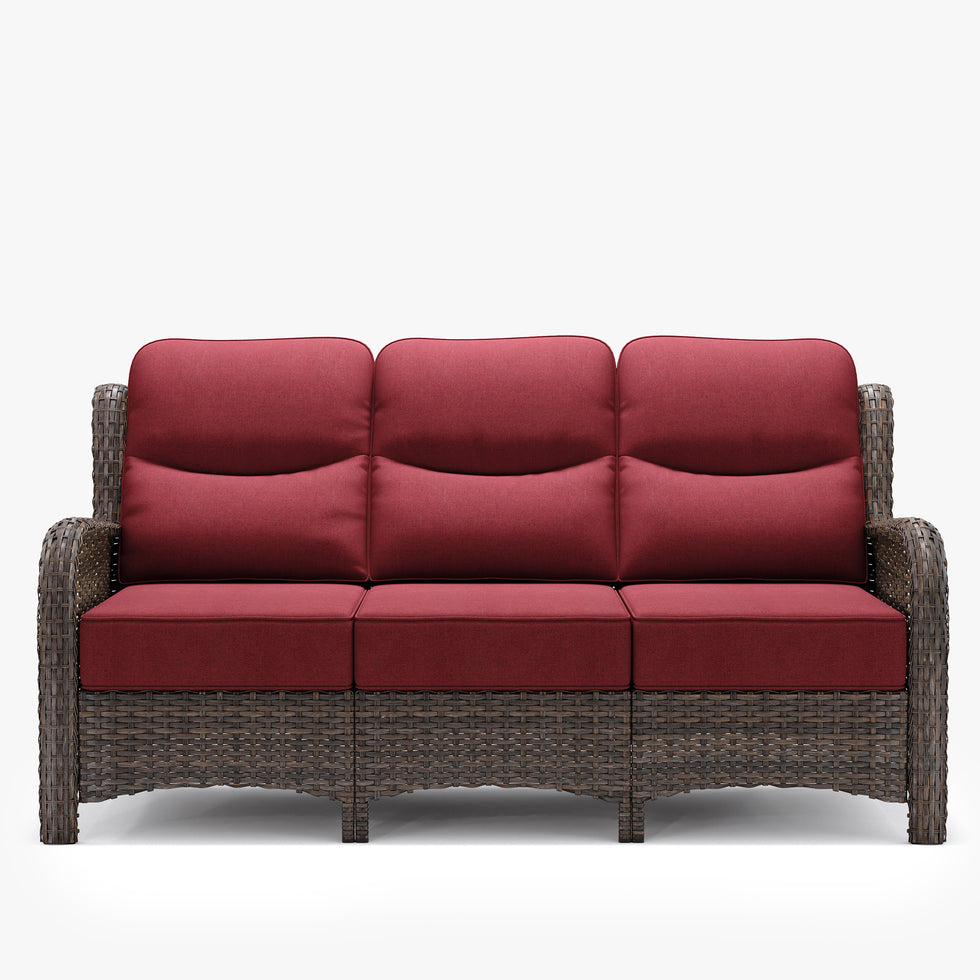 Hawthorne Patio Rattan 3 Seater Sofa With High Back Design & 6-Inch Cushions